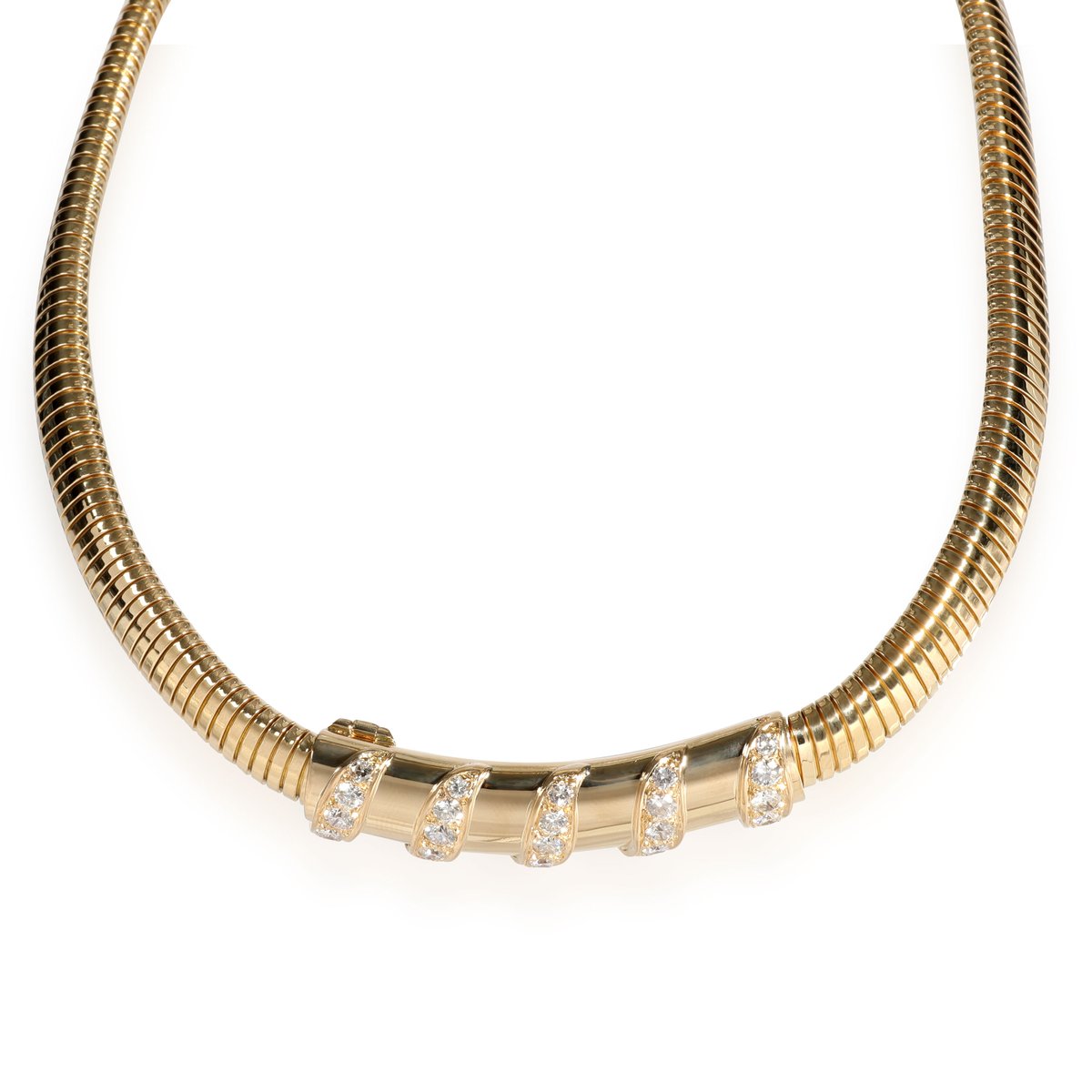 Van Cleef & Arpels Tubogas Vintage Diamond 18K Yellow Gold Necklace