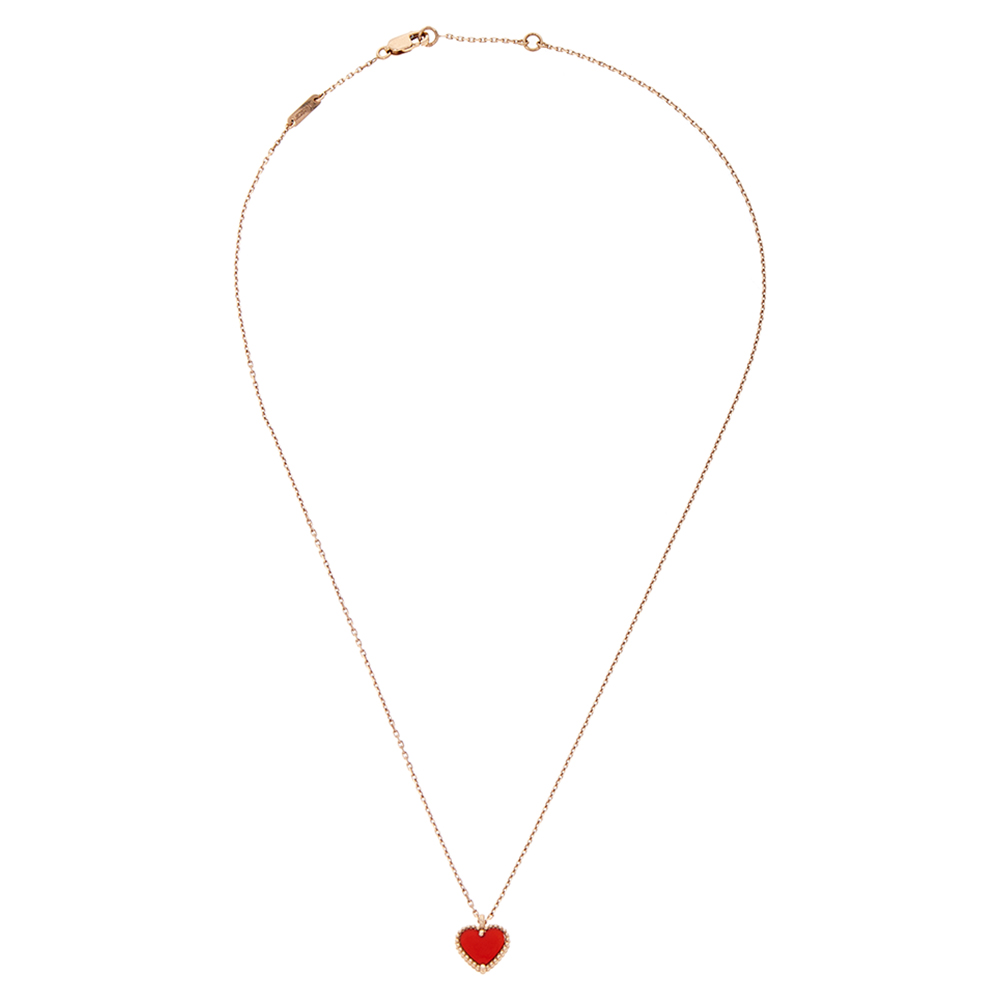 Van Cleef & Arpels Sweet Alhambra Carnelian Heart 18K Rose Gold Pendant Necklace
Van Cleef & Arpels Sweet Alhambra Carnelian Heart 18K Rose Gold Pendant Necklace