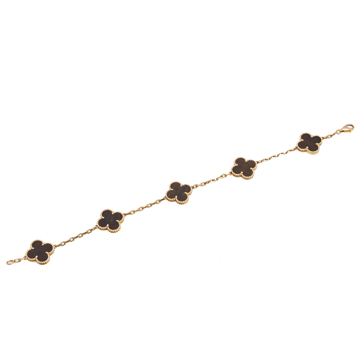 Van Cleef & Arpels Vintage Alhambra 5 Motif Wood 18k Rose Gold Bracelet
Van Cleef & Arpels Vintage Alhambra 5 Motif Wood 18k Rose Gold Bracelet