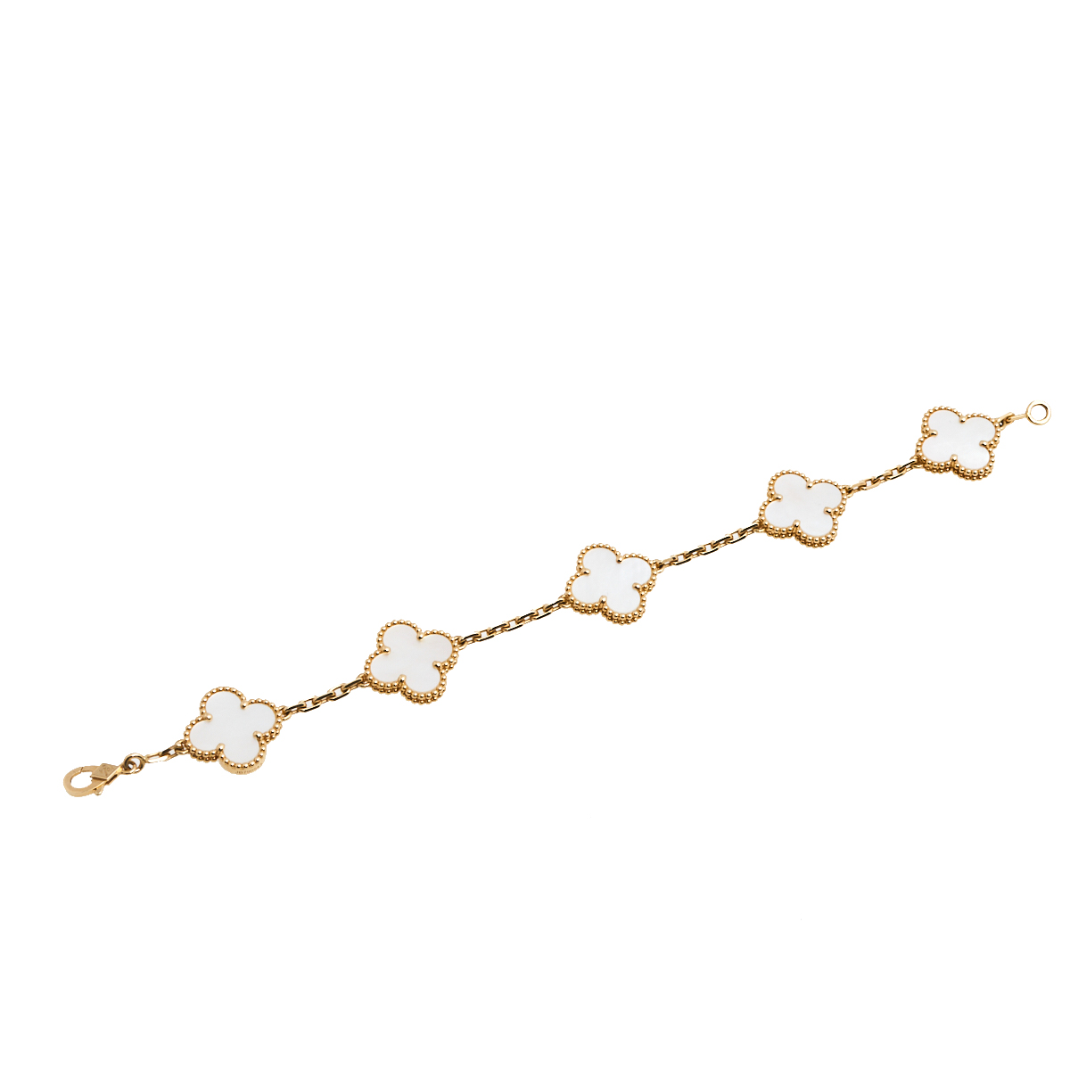 Van Cleef & Arpels Vintage Alhambra 5 Motif Mother of Pearl 18K Yellow Gold Station Bracelet
Van Cleef & Arpels Vintage Alhambra 5 Motif Mother of Pearl 18K Yellow Gold Station Bracelet