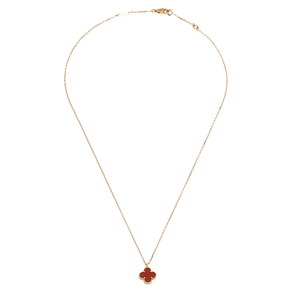 Van Cleef & Arpels Sweet Alhambra Carnelian 18k Rose Gold Pendant Necklace
Van Cleef & Arpels Sweet Alhambra Carnelian 18k Rose Gold Pendant Necklace