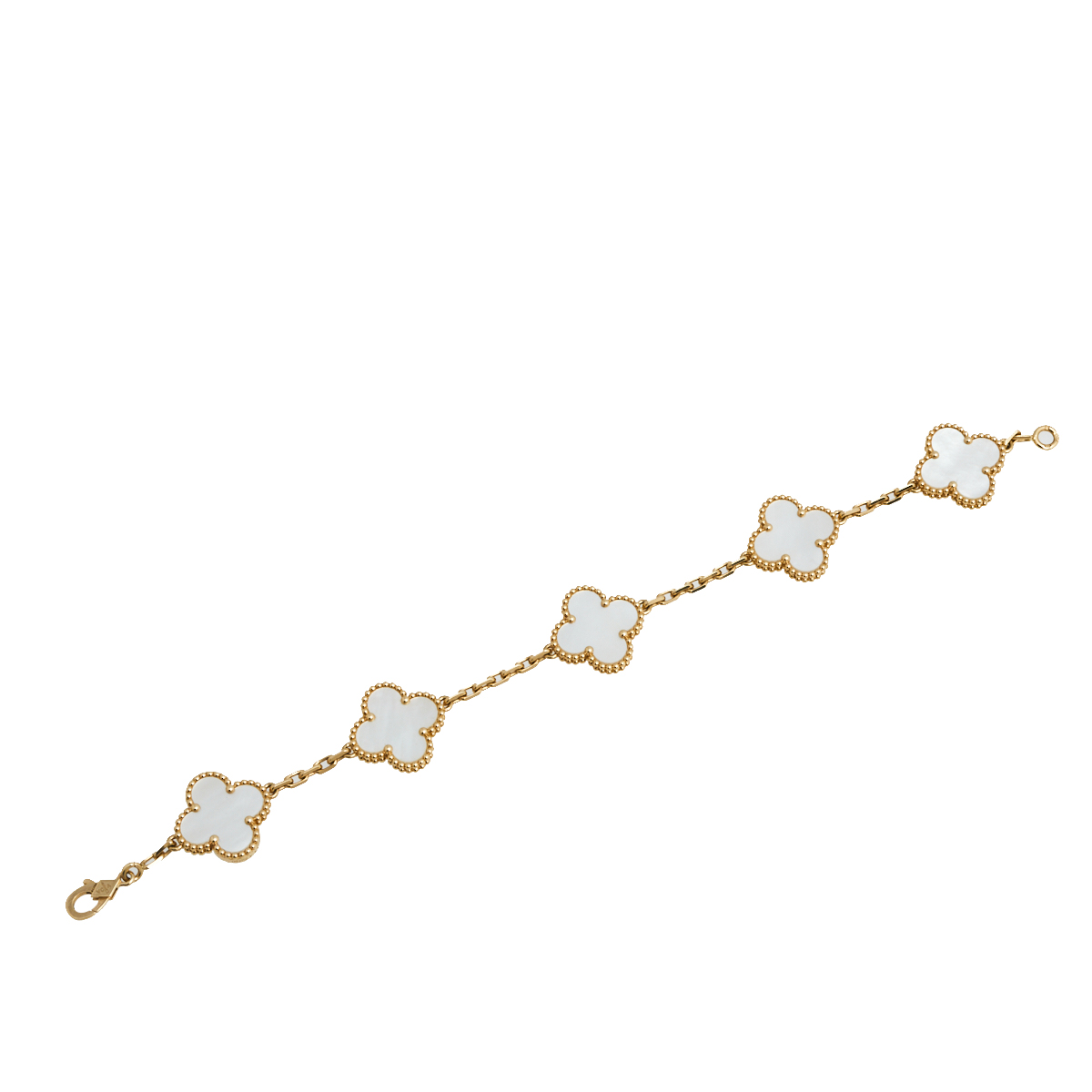 Van Cleef & Arpels Vintage Alhambra 5 Motif Mother of Pearl 18K Yellow Gold Station Bracelet
Van Cleef & Arpels Vintage Alhambra 5 Motif Mother of Pearl 18K Yellow Gold Station Bracelet