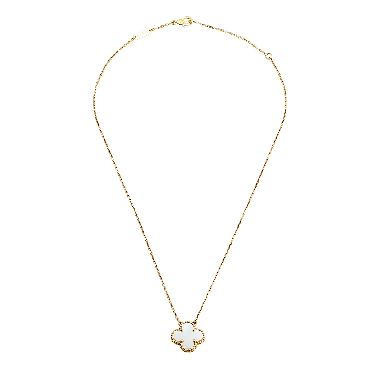 Van Cleef & Arpels Vintage Alhambra Mother of Pearl 18K Yellow Gold Pendant Necklace
Van Cleef & Arpels Vintage Alhambra Mother of Pearl 18K Yellow Gold Pendant Necklace