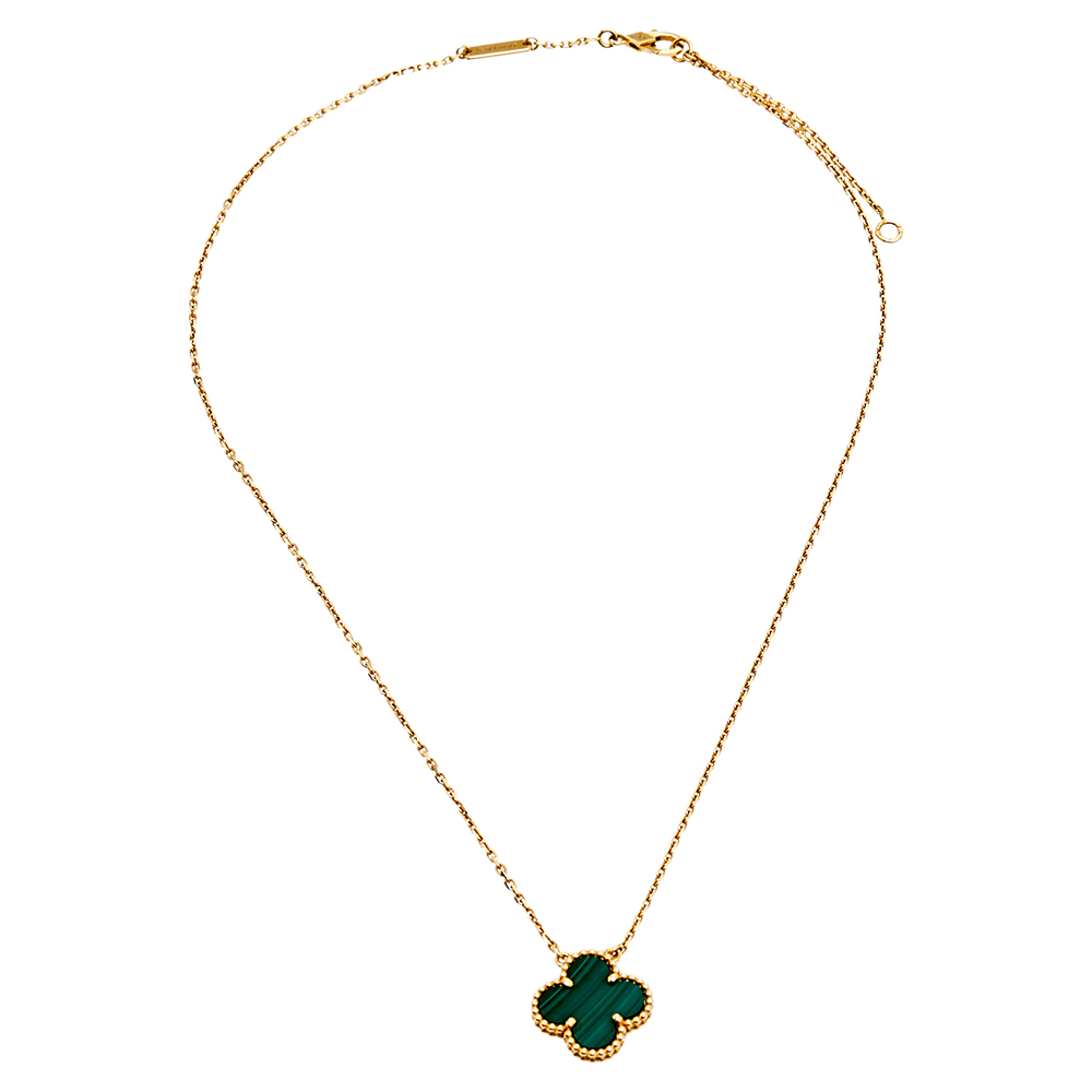 Van Cleef & Arpels Vintage Alhambra 18K Yellow Gold Malachite Pendant Necklace
Van Cleef & Arpels Vintage Alhambra 18K Yellow Gold Malachite Pendant Necklace