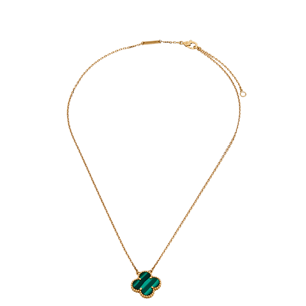 Van Cleef & Arpels Vintage Alhambra 18K Yellow Gold Malachite Pendant Necklace
Van Cleef & Arpels Vintage Alhambra 18K Yellow Gold Malachite Pendant Necklace