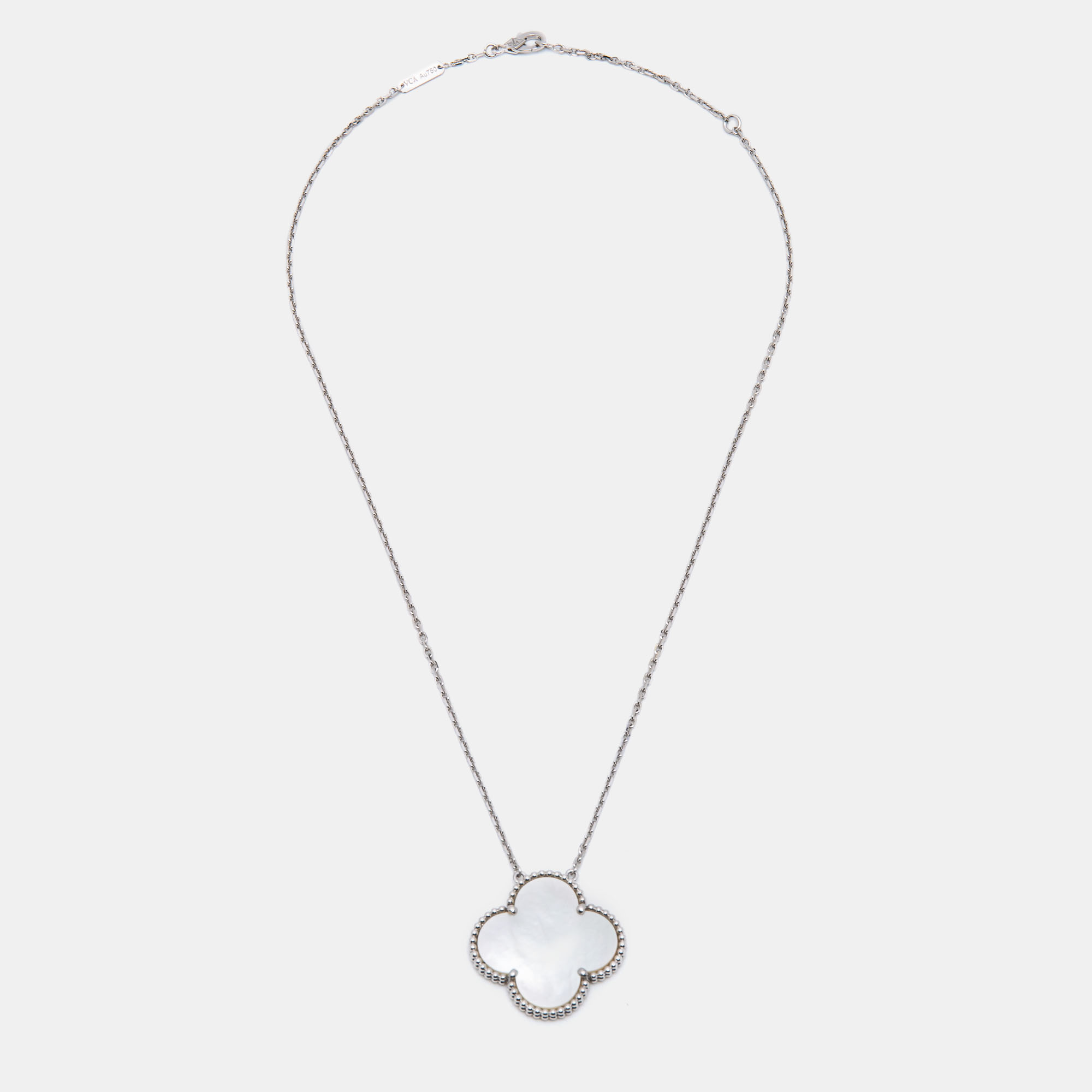 Van Cleef & Arpels Magic Alhambra Mother of Pearl 18K White Gold Pendant Necklace
Van Cleef & Arpels Magic Alhambra Mother of Pearl 18K White Gold Pendant Necklace