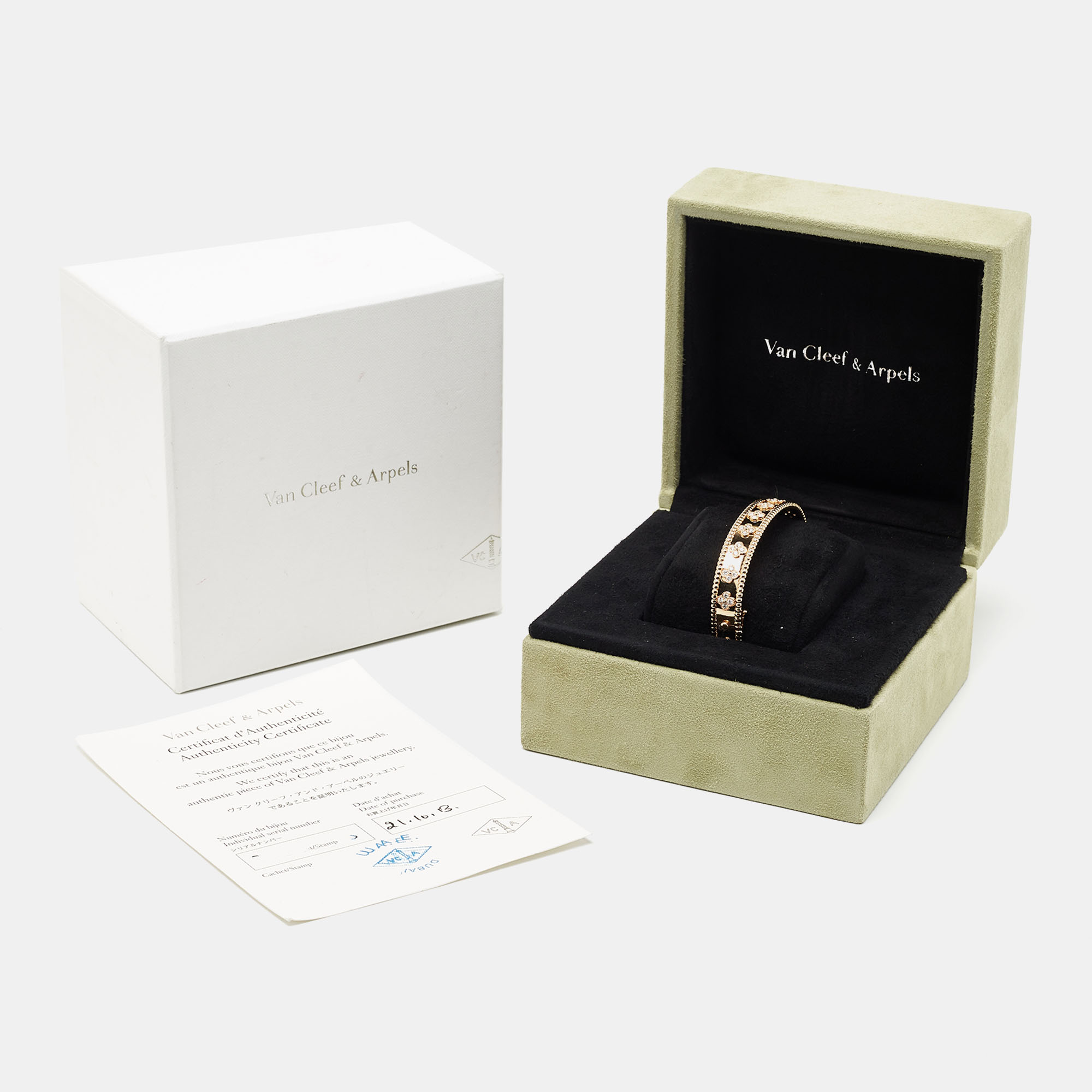 Van Cleef & Arpels Perlée Clovers Diamond 18k Rose Gold Medium Model Bracelet L
