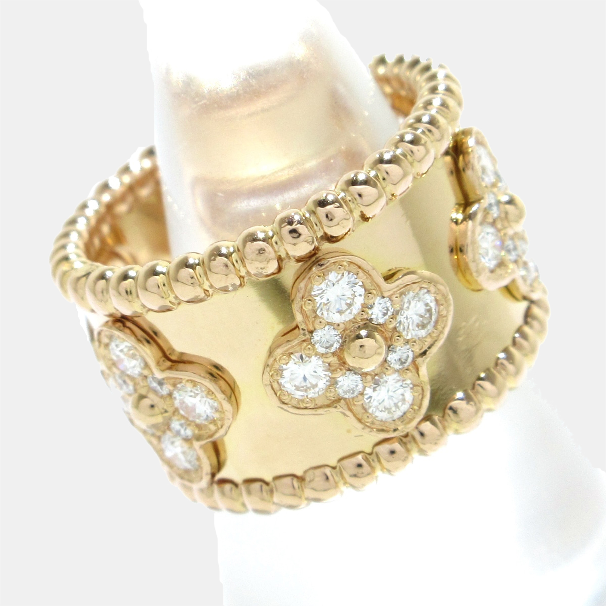 

Van Cleef & Arpels Perlée Clovers Large 18K Rose Gold Diamond Ring EU 50