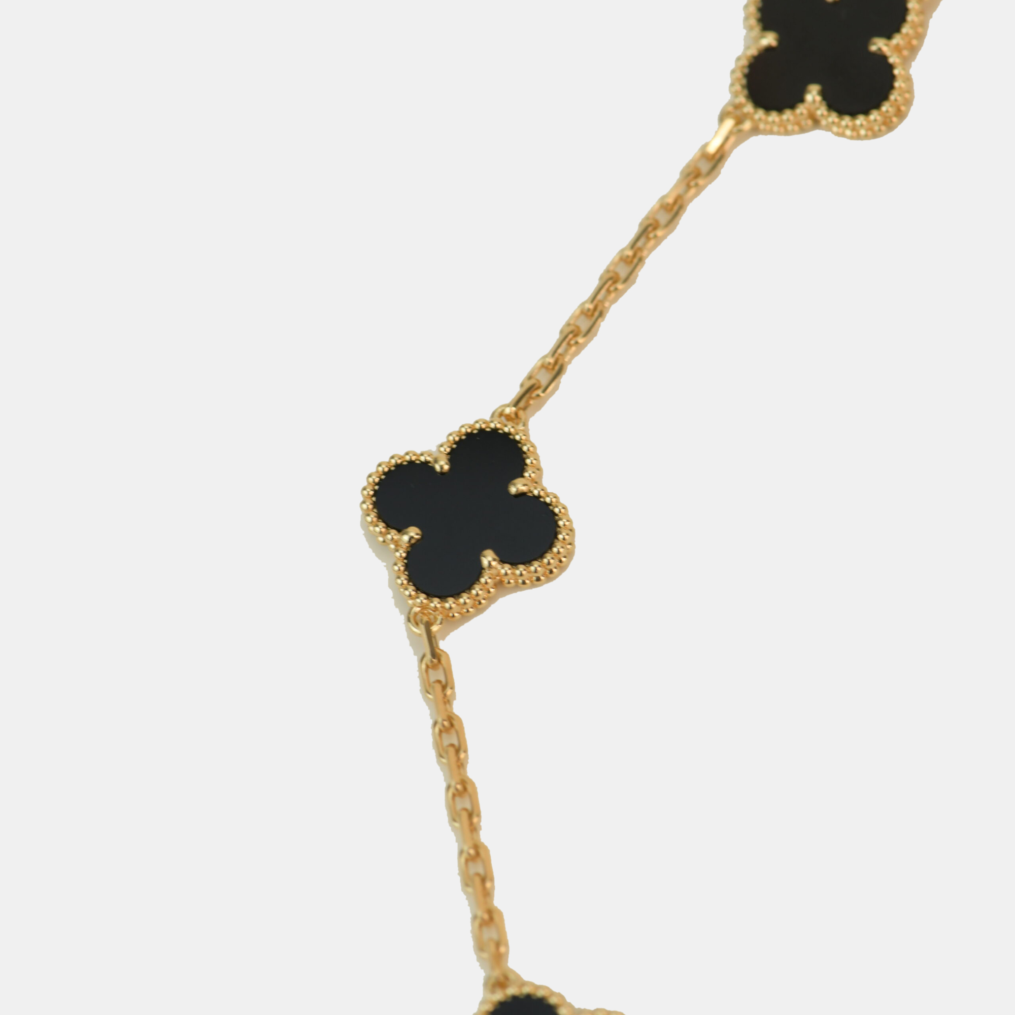 Van Cleef & Arpels Vintage Alhambra Black Onyx 10 Motif Yellow Gold Necklace
Van Cleef & Arpels Vintage Alhambra Black Onyx 10 Motif Yellow Gold Necklace