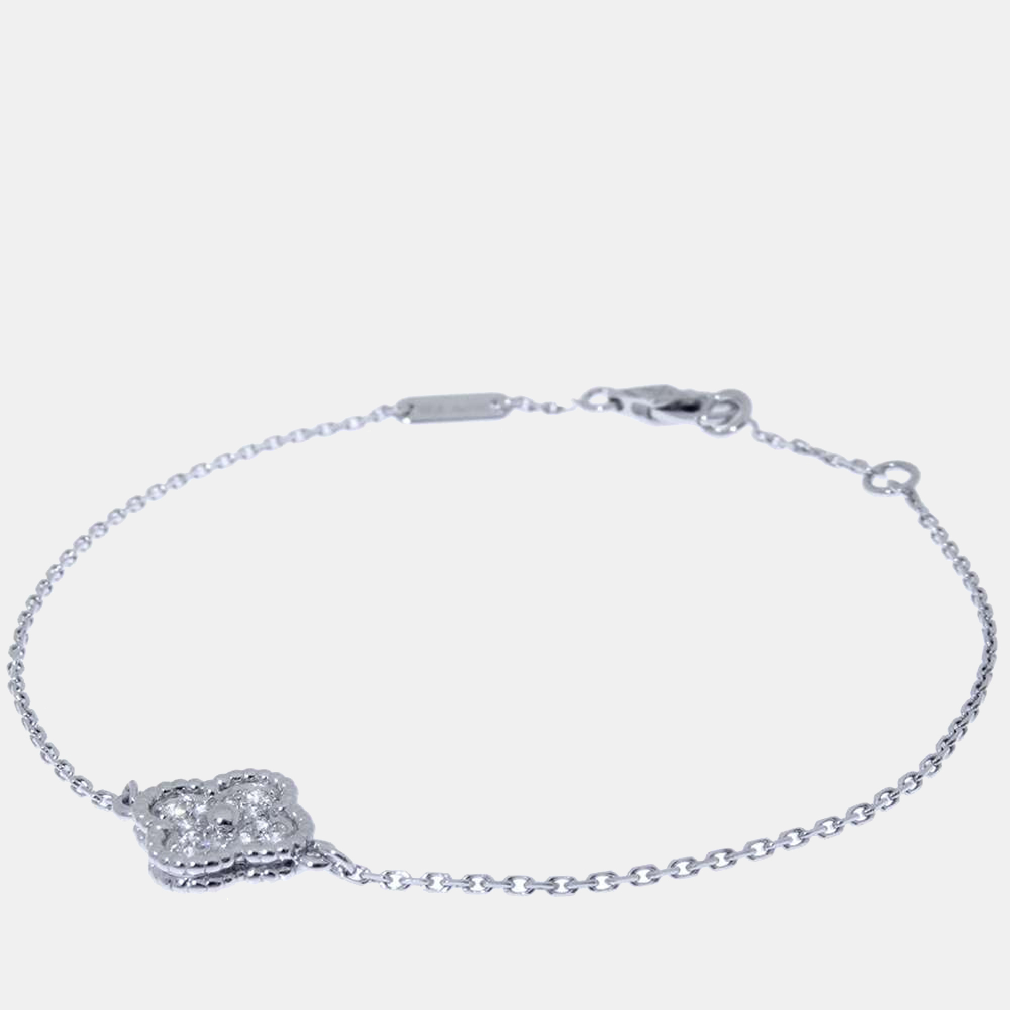 Van Cleef & Arpels 18K White Gold and Diamond Sweet Alhambra 1 Motif Bracelet
Van Cleef & Arpels 18K White Gold and Diamond Sweet Alhambra 1 Motif Bracelet