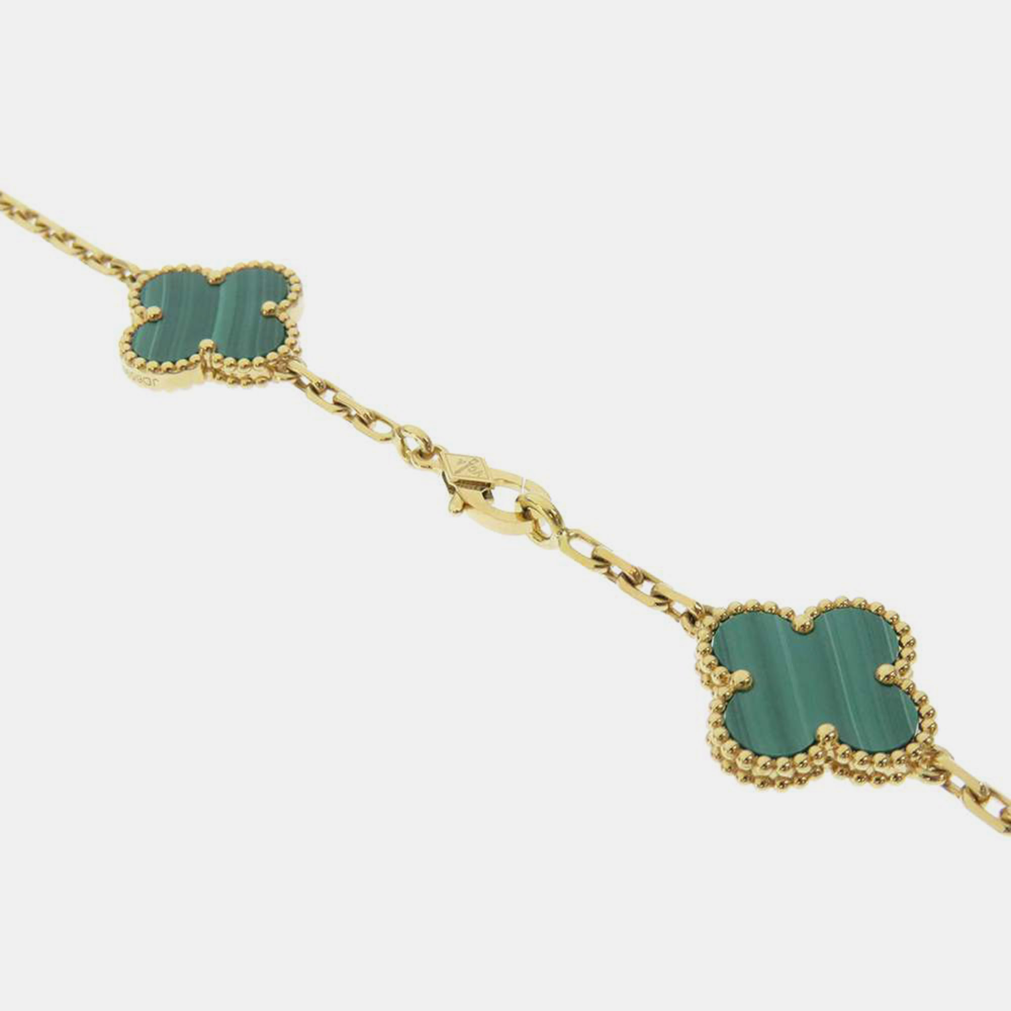 Van Cleef & Arpels Vintage Alhambra Long 18K Yellow Gold Malachite Necklace