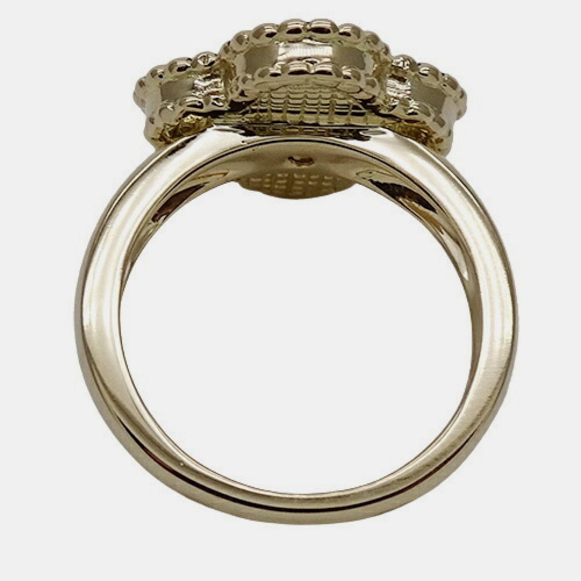 Van Cleef & Arpels Vintage Alhambra 18K Yellow Gold Diamond And Onyx Ring EU 48