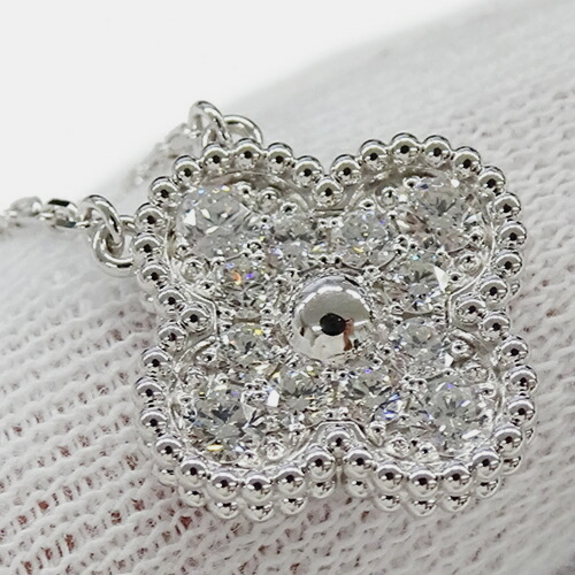 Van Cleef & Arpels Vintage Alhambra 18K White Gold Diamond Necklace