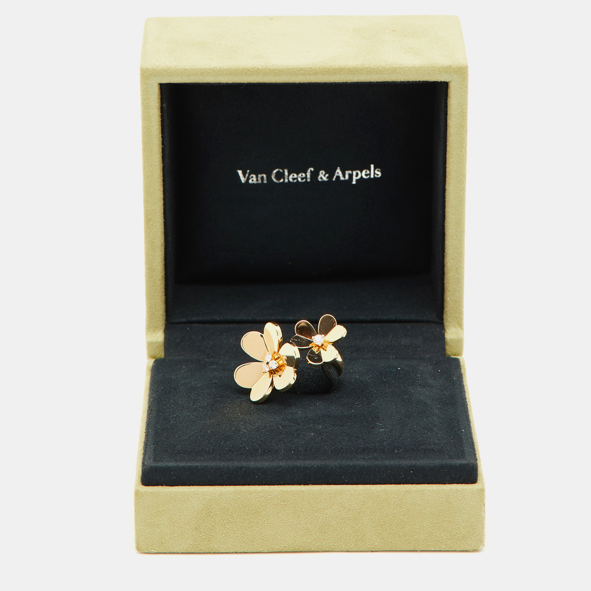 Van Cleef & Arpels Frivole Between The Finger Diamond 18K Yellow Gold Ring Size 55