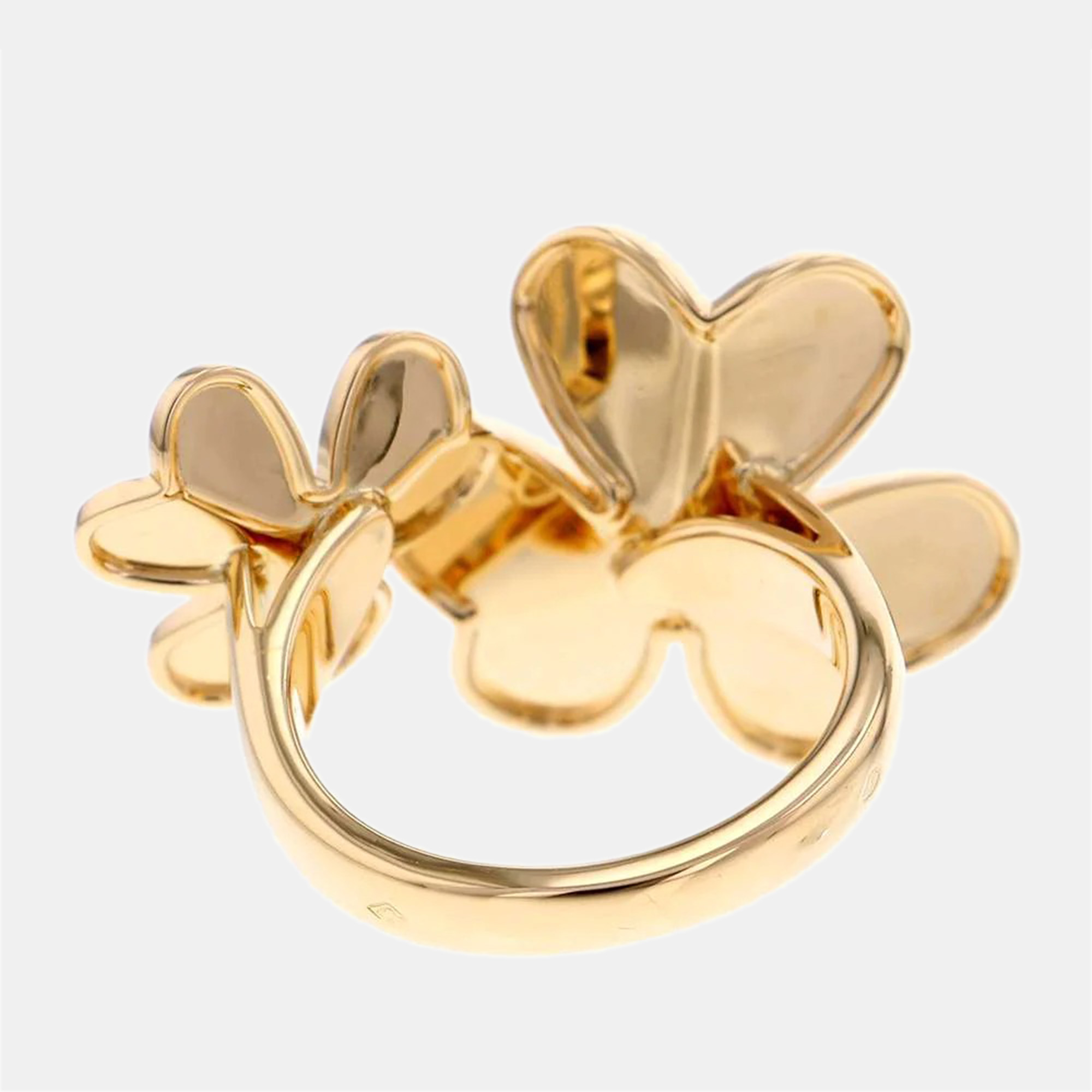 Van Cleef & Arpels 18K Yellow Gold Diamond Frivole Between The Finger Ring Size 56