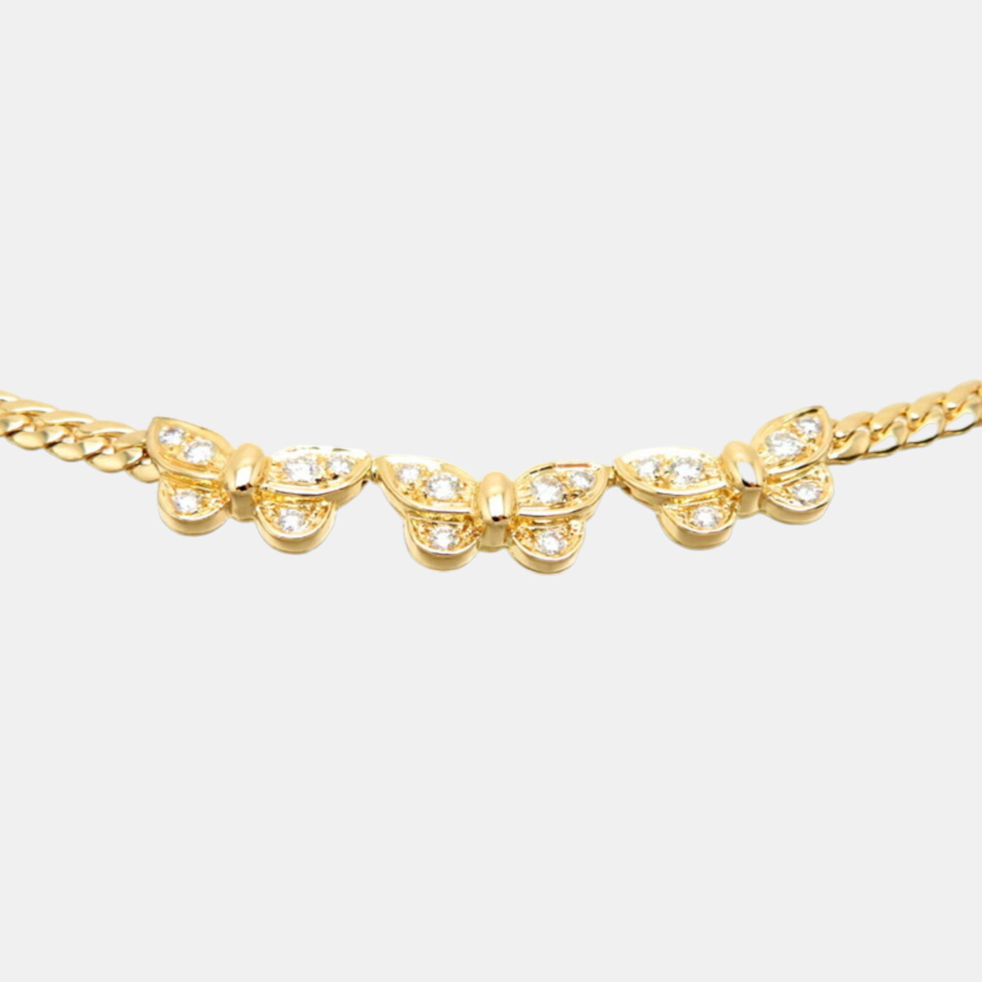 Van Cleef & Arpels  Butterfly 18K Yellow Gold Diamond Necklace
