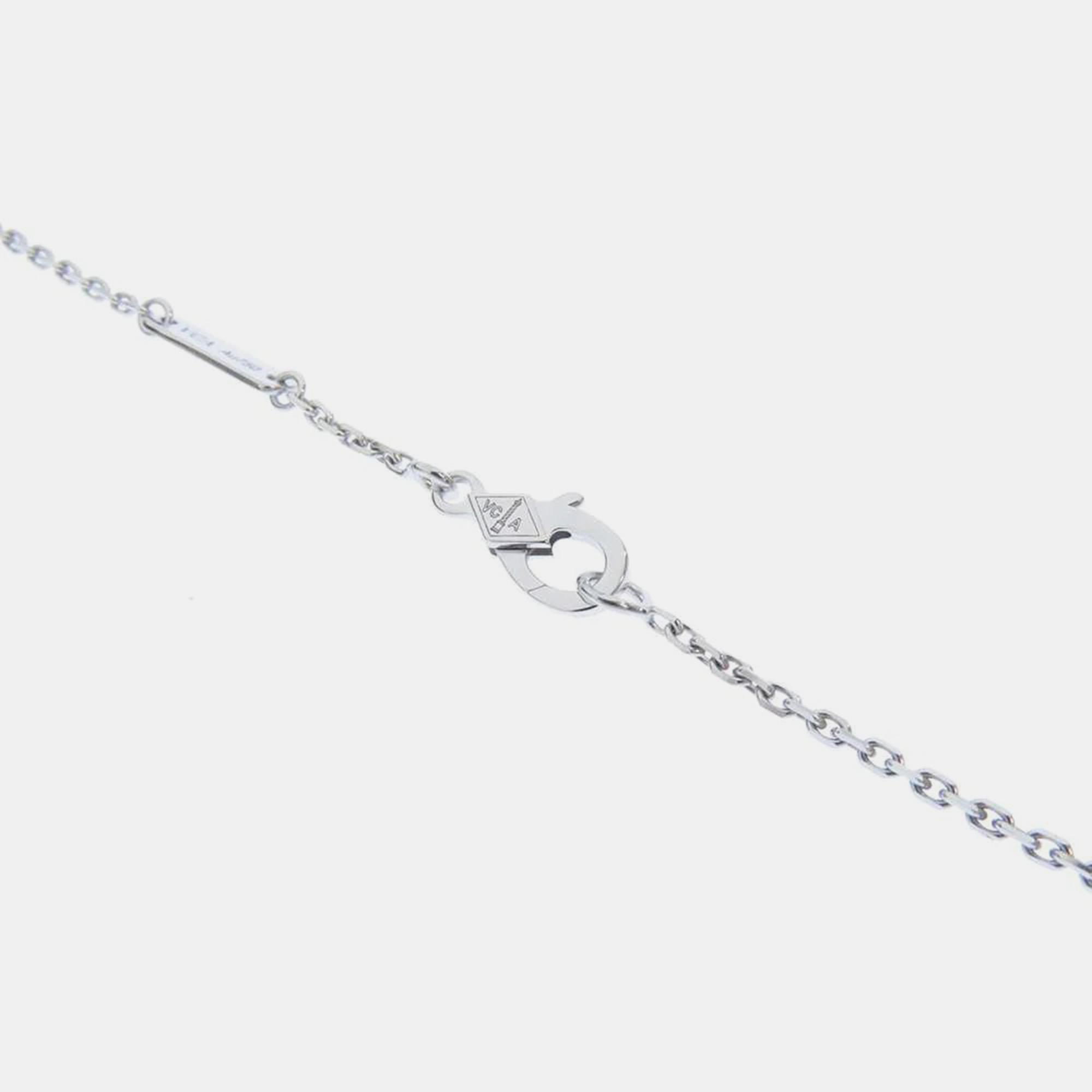 Van Cleef & Arpels Lotus Mini Openwork 18K White Gold Diamond Necklace