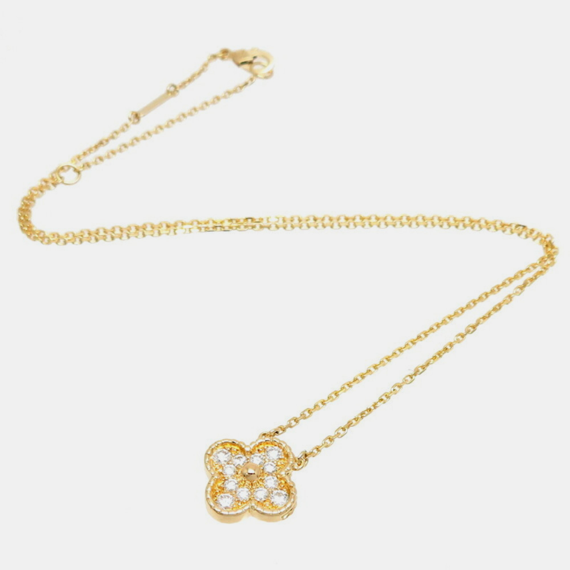 Van Cleef & Arpels Vintage Alhambra 18K Yellow Gold Diamond Necklace