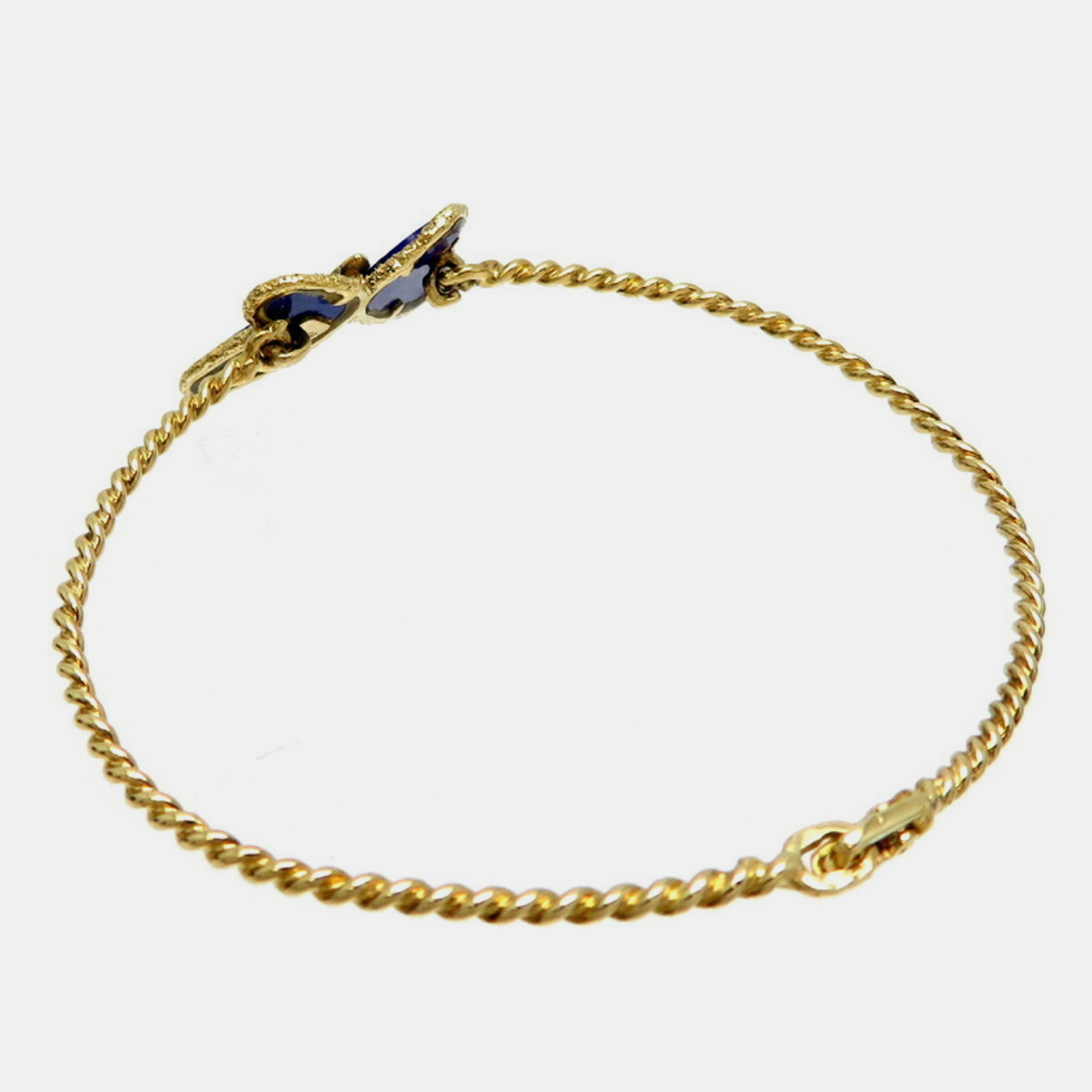 Van Cleef & Arpels Butterfly 18K Yellow Gold Diamond Lapis Lazuli Bracelet 17