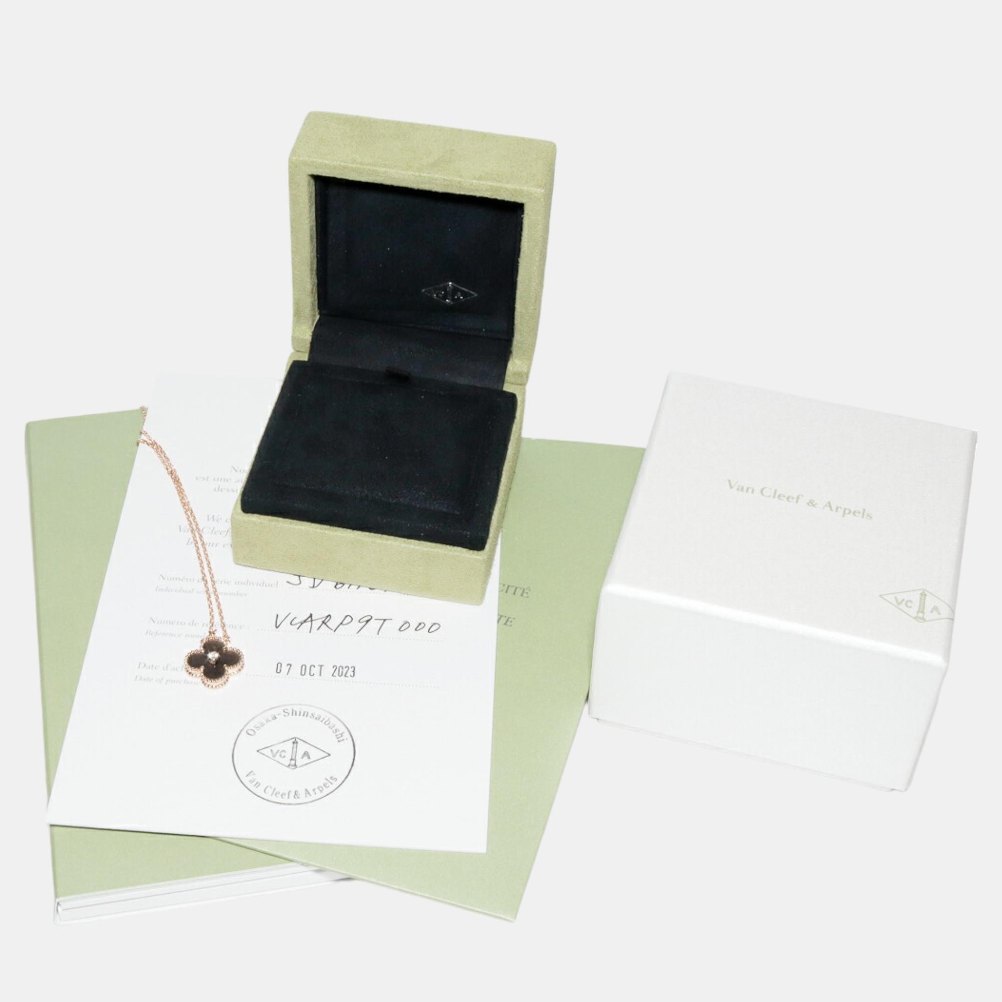 Van Cleef & Arpels Vintage Alhambra Limited Edition  Silver Obsidian18K Rose Gold Diamond Necklace