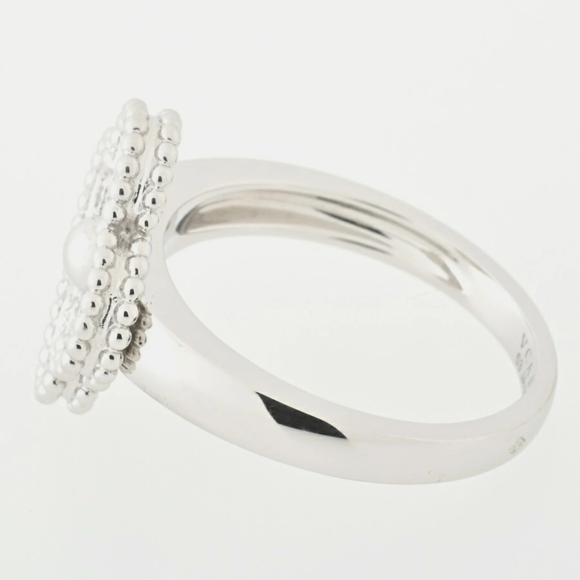 Van Cleef & Arpels Vintage Alhambra 18K White Gold Diamond Ring EU 53