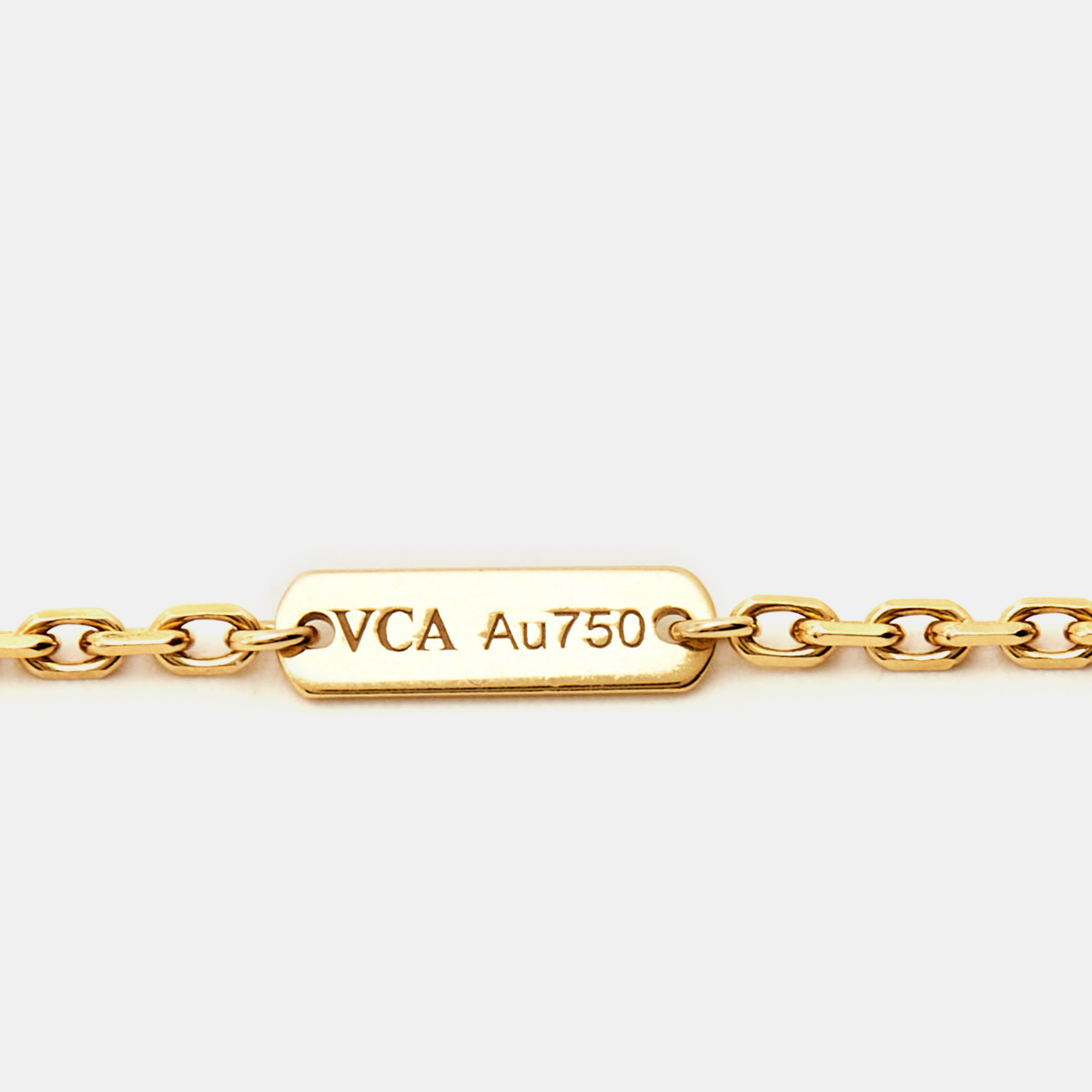 Van Cleef & Arpels Magic Alhambra 1 Motif Onyx 18K Yellow Gold Long Pendant Necklace