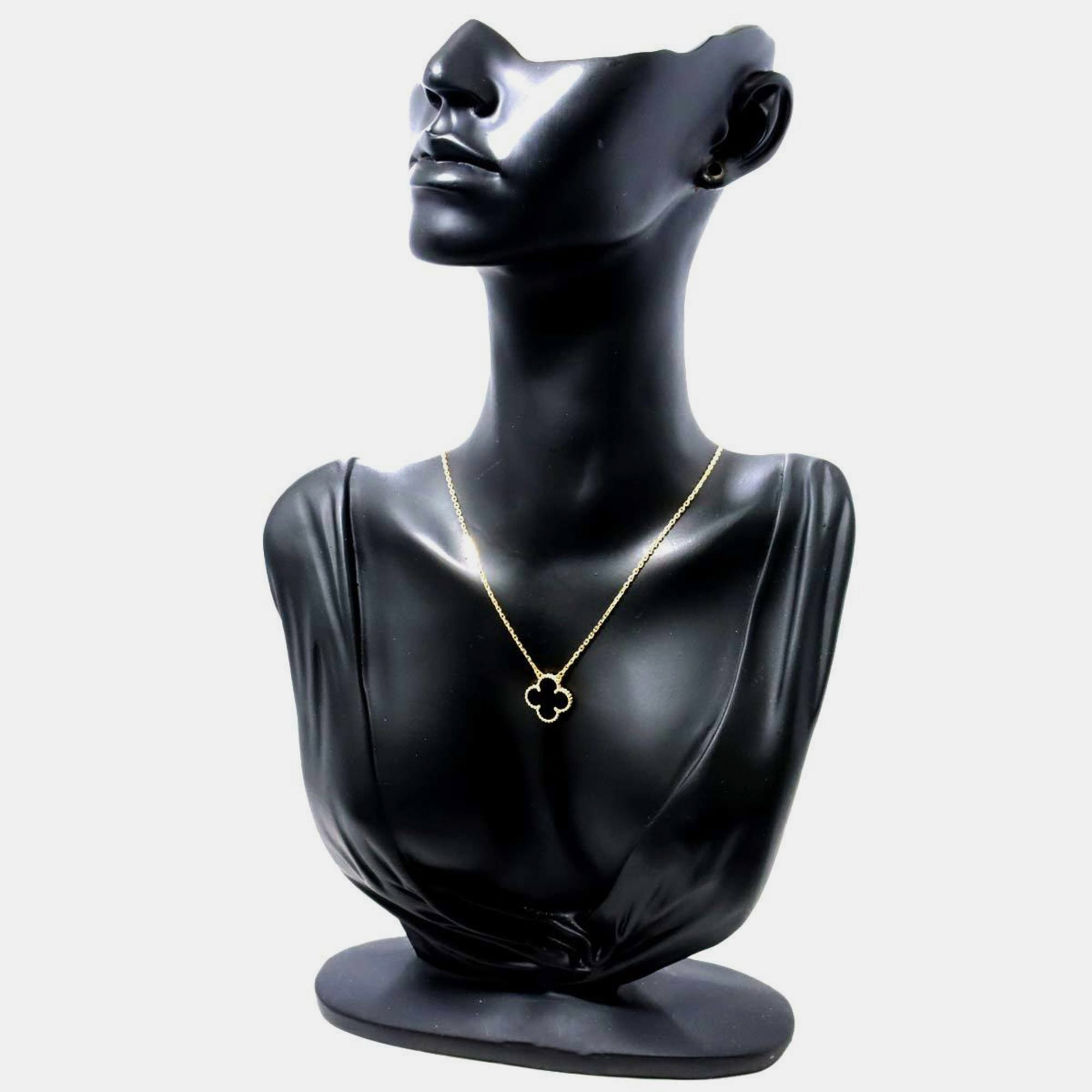 Van Cleef & Arpels 18K Yellow Gold And Onyx Vintage Alhambra Pendant Necklace