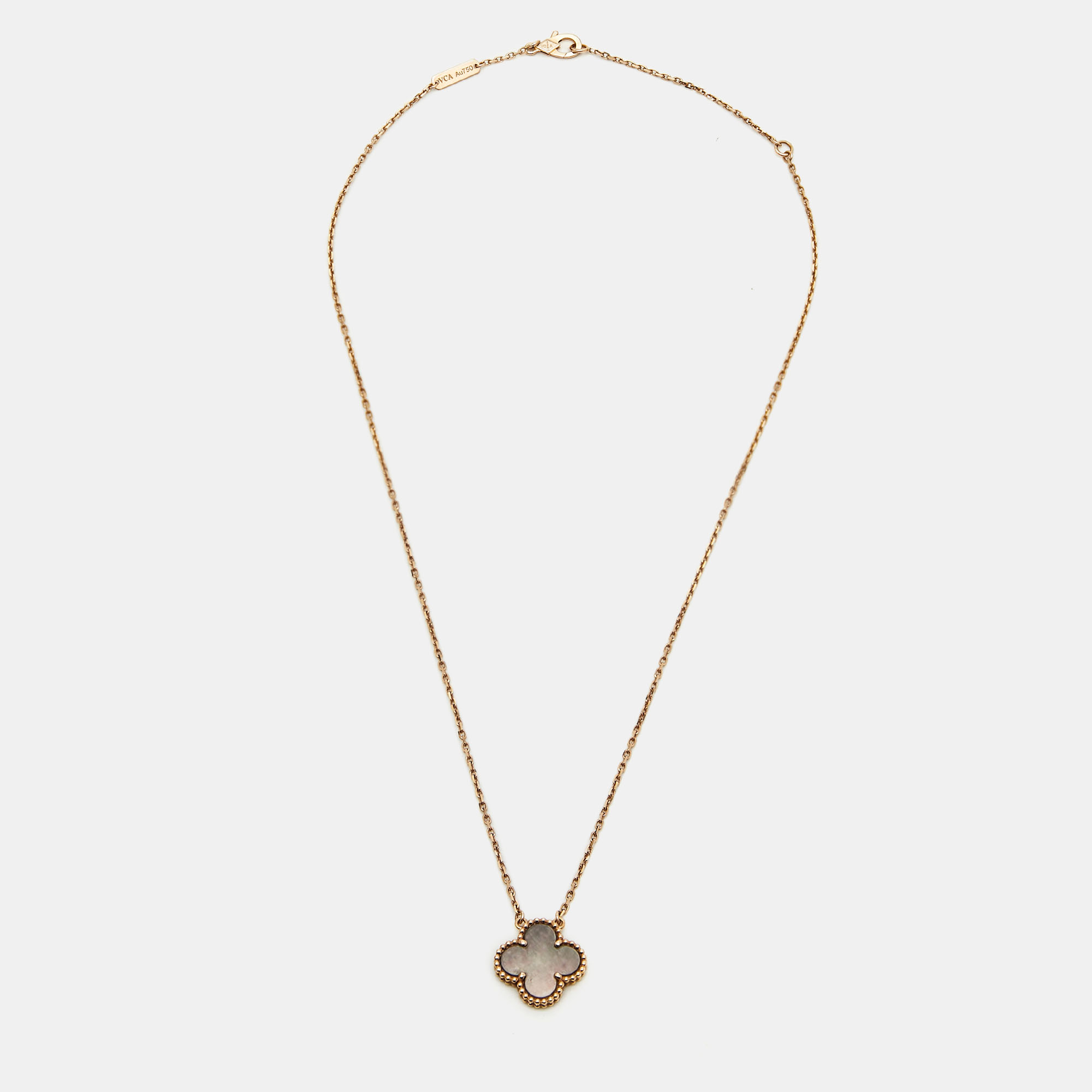 Van Cleef & Arpels Vintage Alhambra Grey Mother of Pearl 18k Rose Gold Necklace
Van Cleef & Arpels Vintage Alhambra Grey Mother of Pearl 18k Rose Gold Necklace