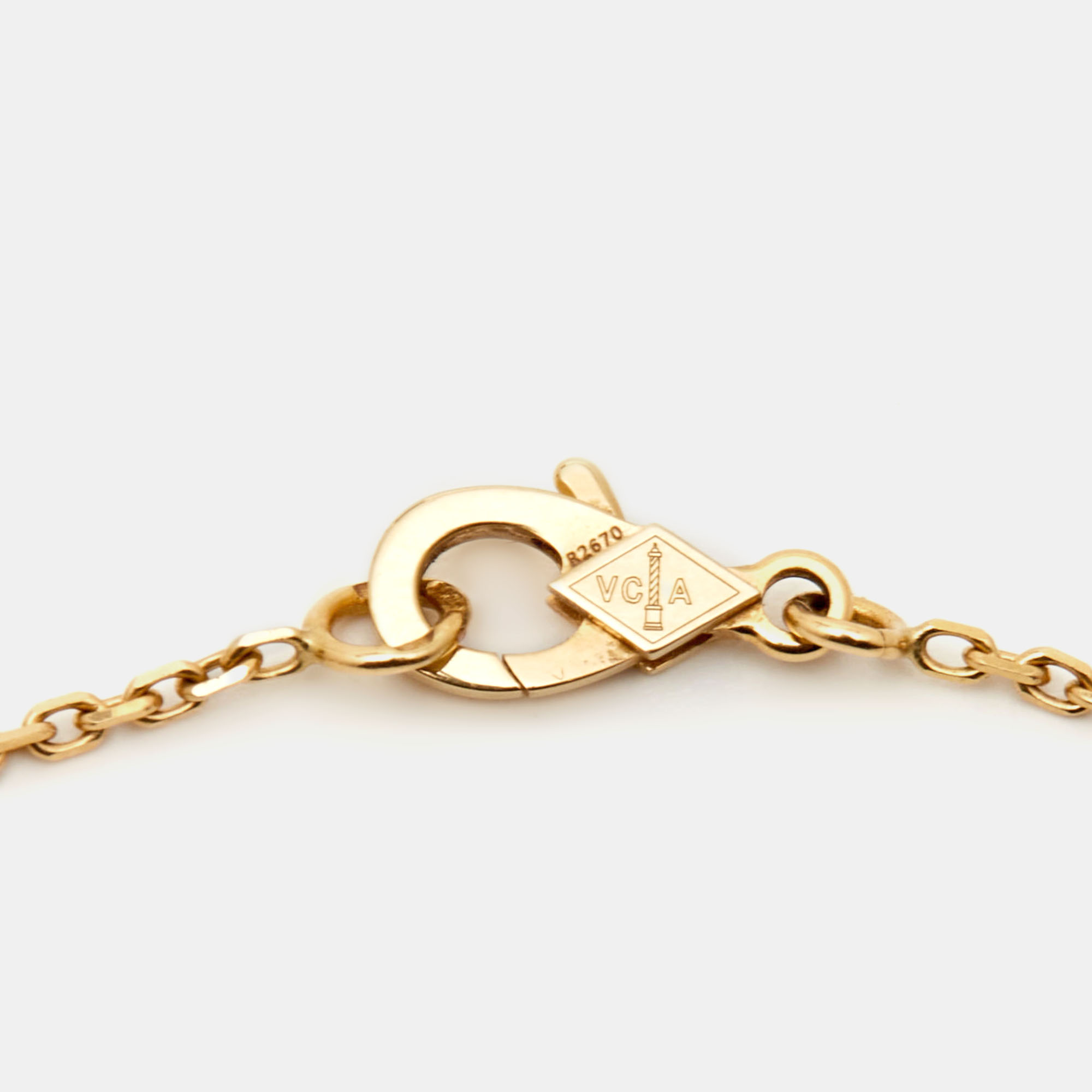 Van Cleef & Arpels Vintage Alhambra Guilloche 18k Yellow Gold Necklace