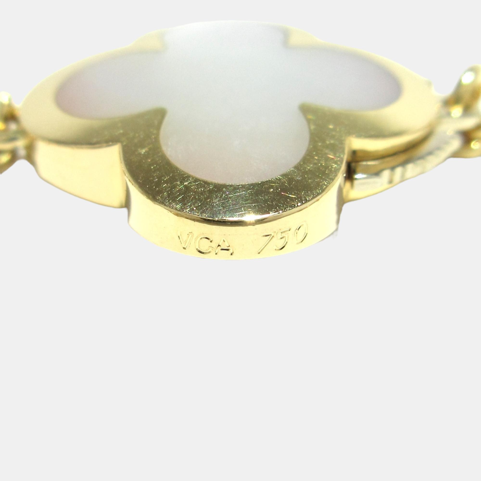 Van Cleef & Arpels 18K Yellow Gold And Mother Of Pearl Pure Alhambra 4 Motif Bracelet