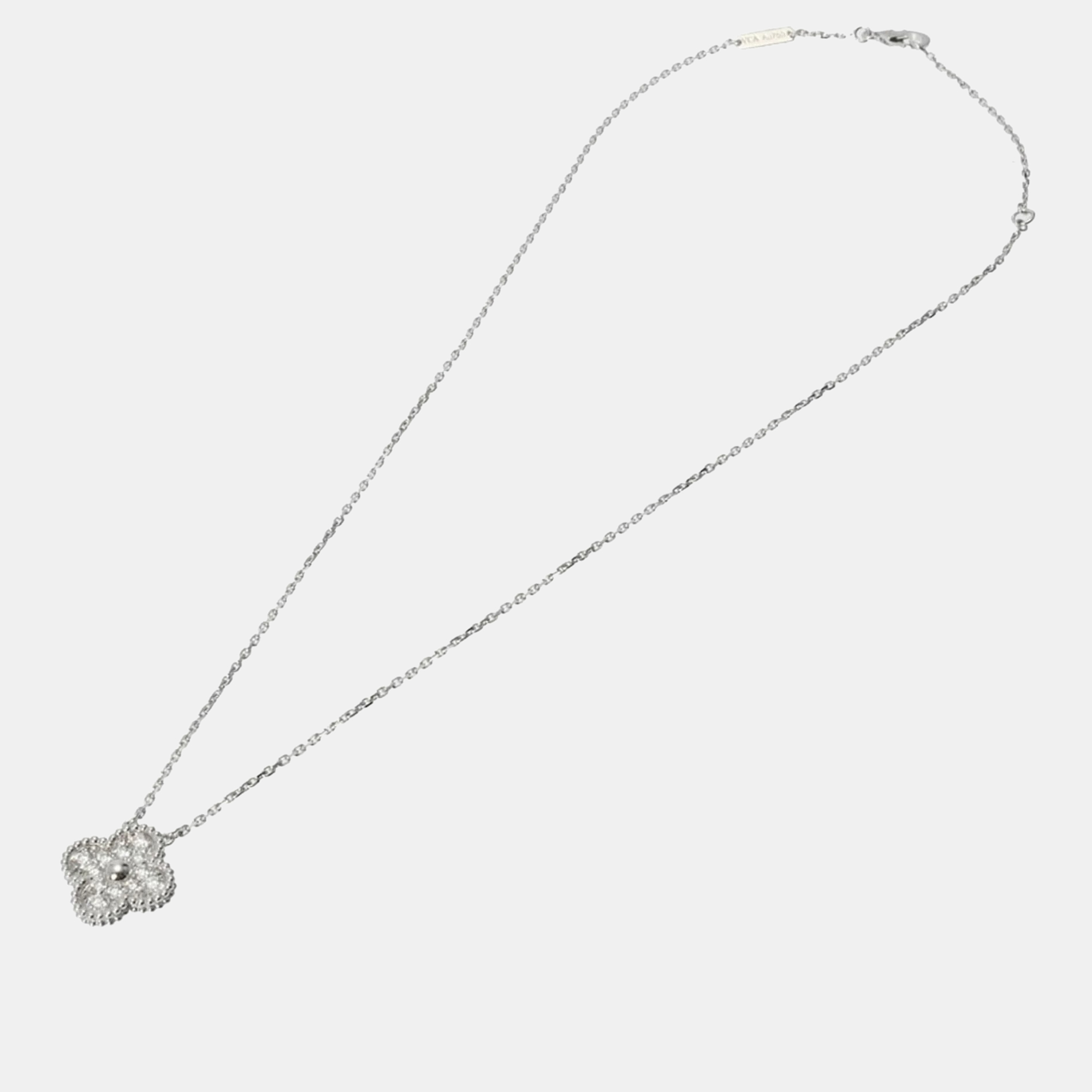 Van Cleef & Arpels 18K White Gold and Diamond Vintage Alhambra Pendant Necklace
Van Cleef & Arpels 18K White Gold and Diamond Vintage Alhambra Pendant Necklace