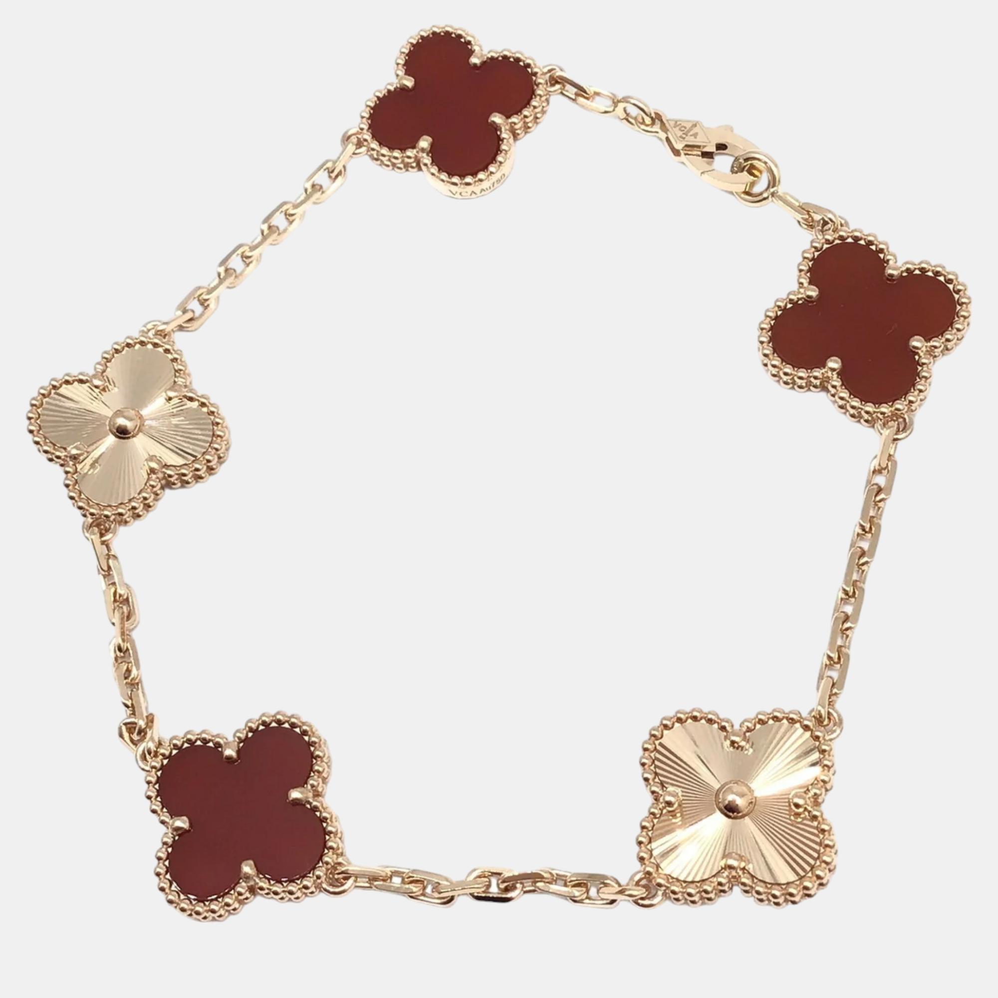 Van cleef & arpels 18k rose gold vintage alhambra 5 motif bracelet