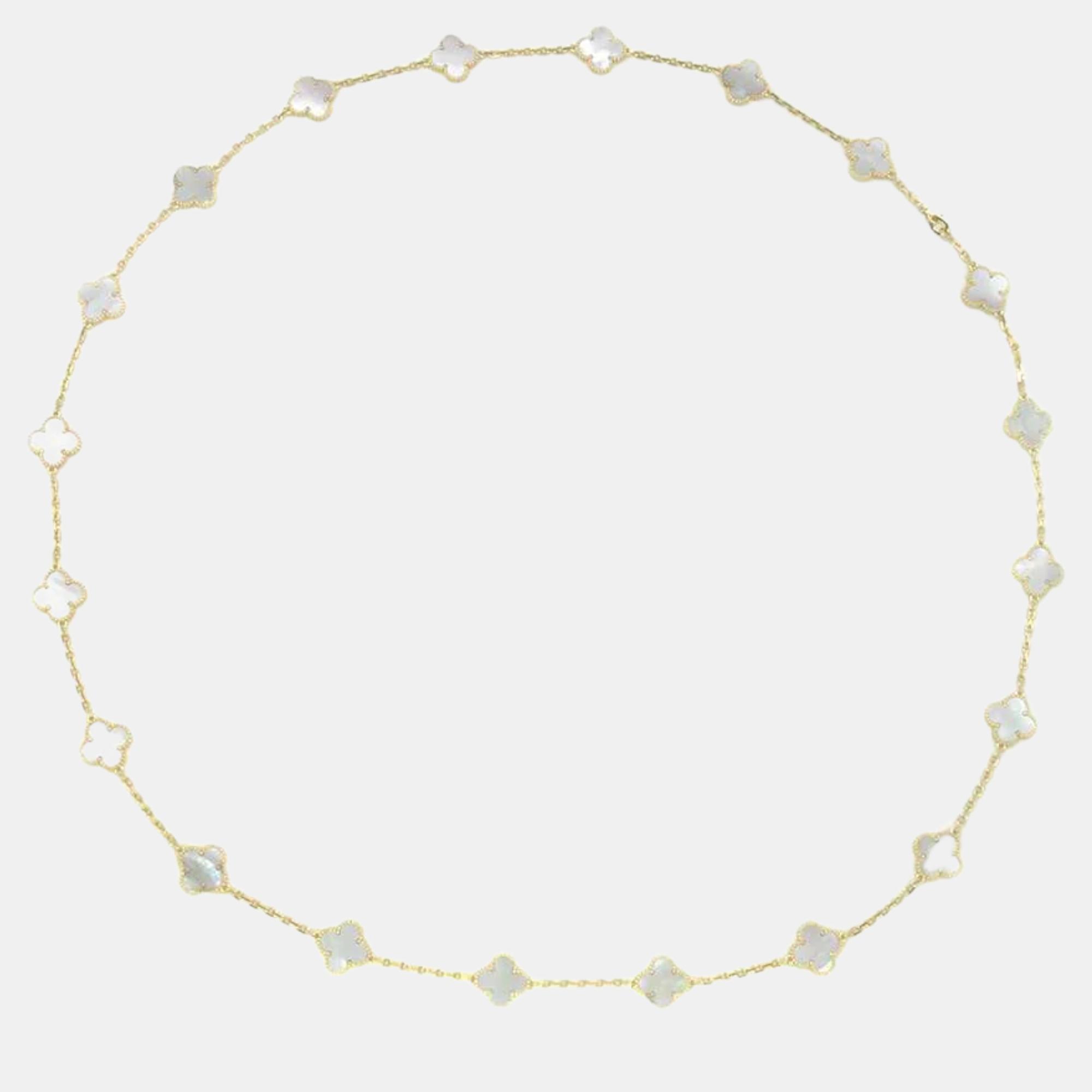 Van cleef & arpels 18k yellow gold vintage alhambra 20 motif necklace