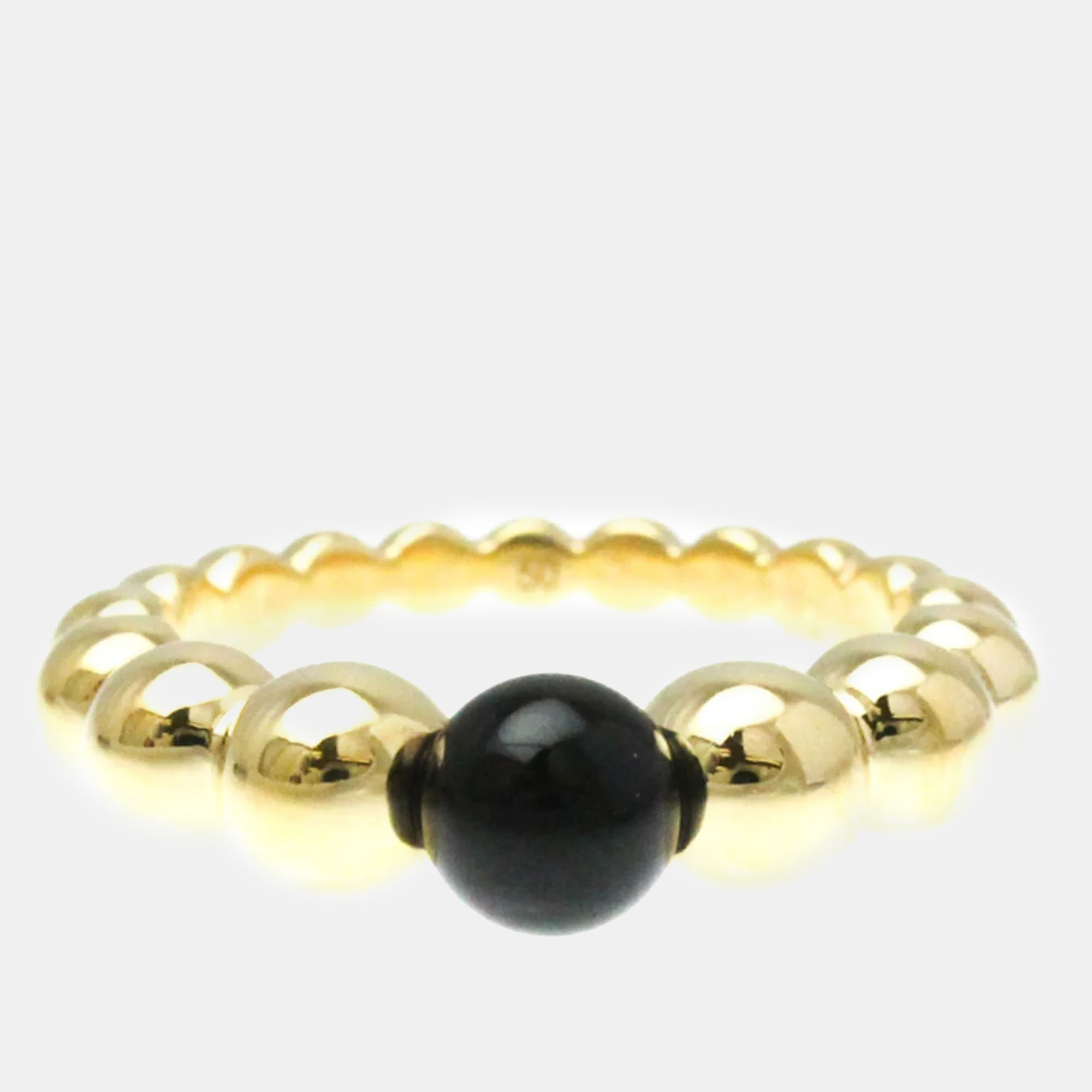 Van cleef & arpels 18k yellow gold and onyx perl&eacute;e couleurs band ring eu 50