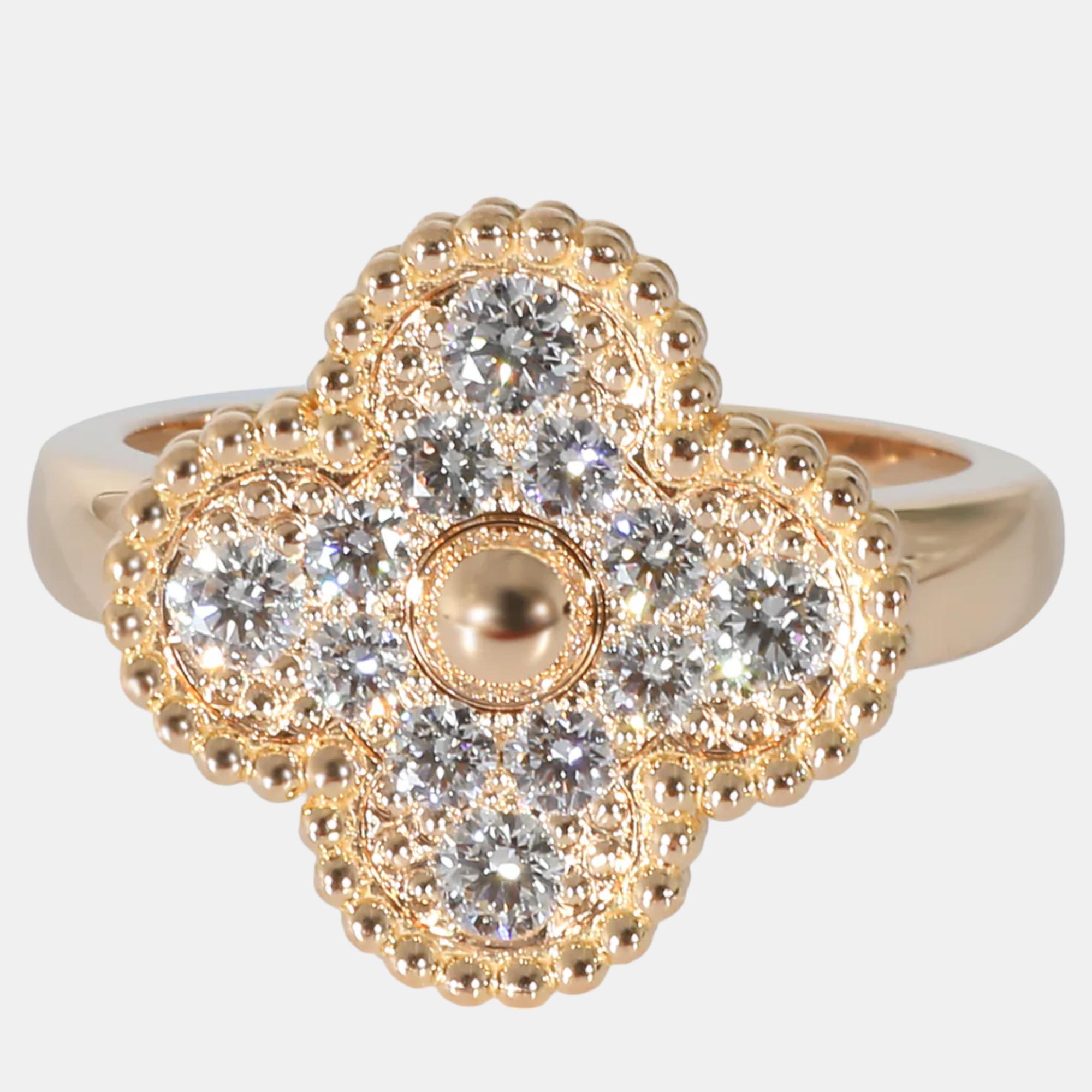 Van cleef & arpels 18k rose gold alhambra diamond ring