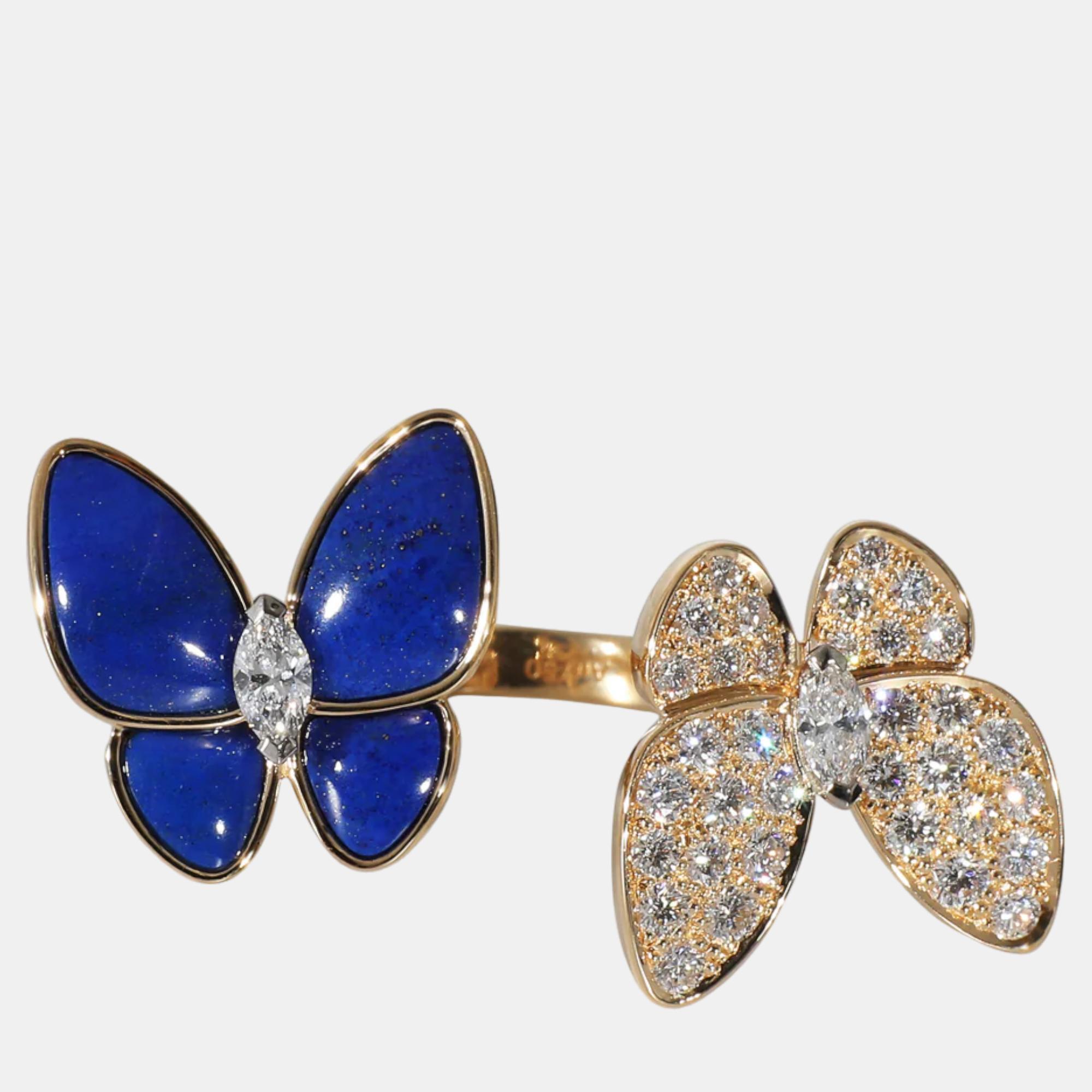 Van cleef & arpels 18k gold lapis lazuli & diamonds butterfly ring