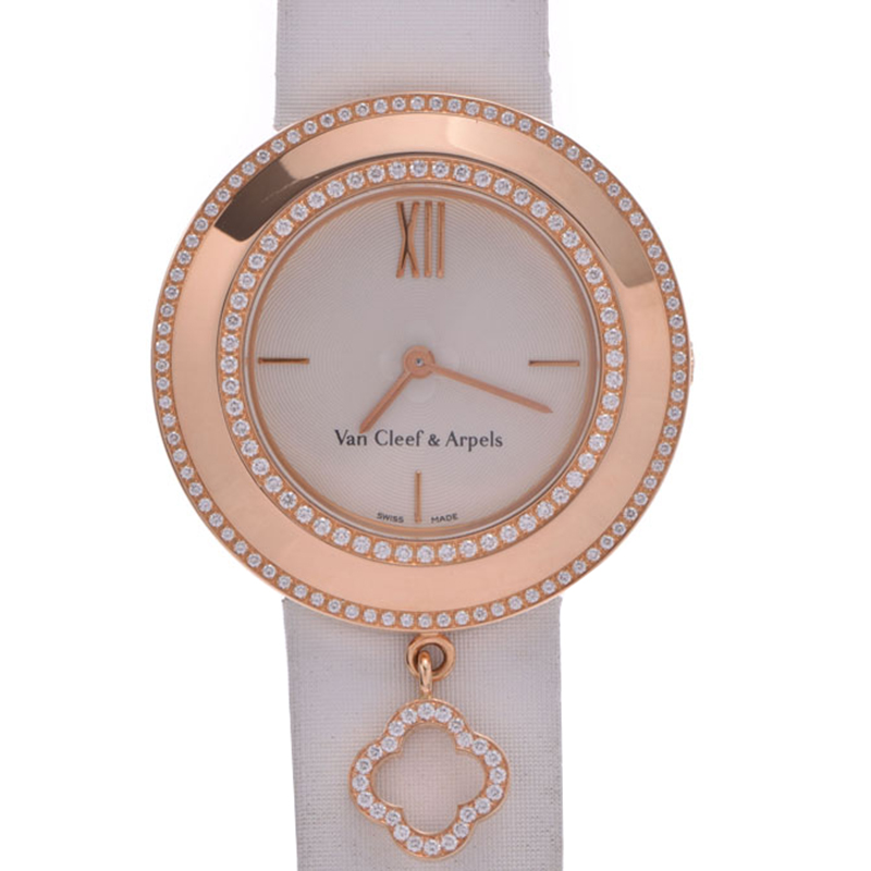 Van Cleef & Arpels Silver Rose Gold Diamond and Leather Charms VCARM95000 Women's Wristwatch, White
Van Cleef & Arpels Silver Rose Gold Diamond and Leather Charms VCARM95000 Women's Wristwatch, White