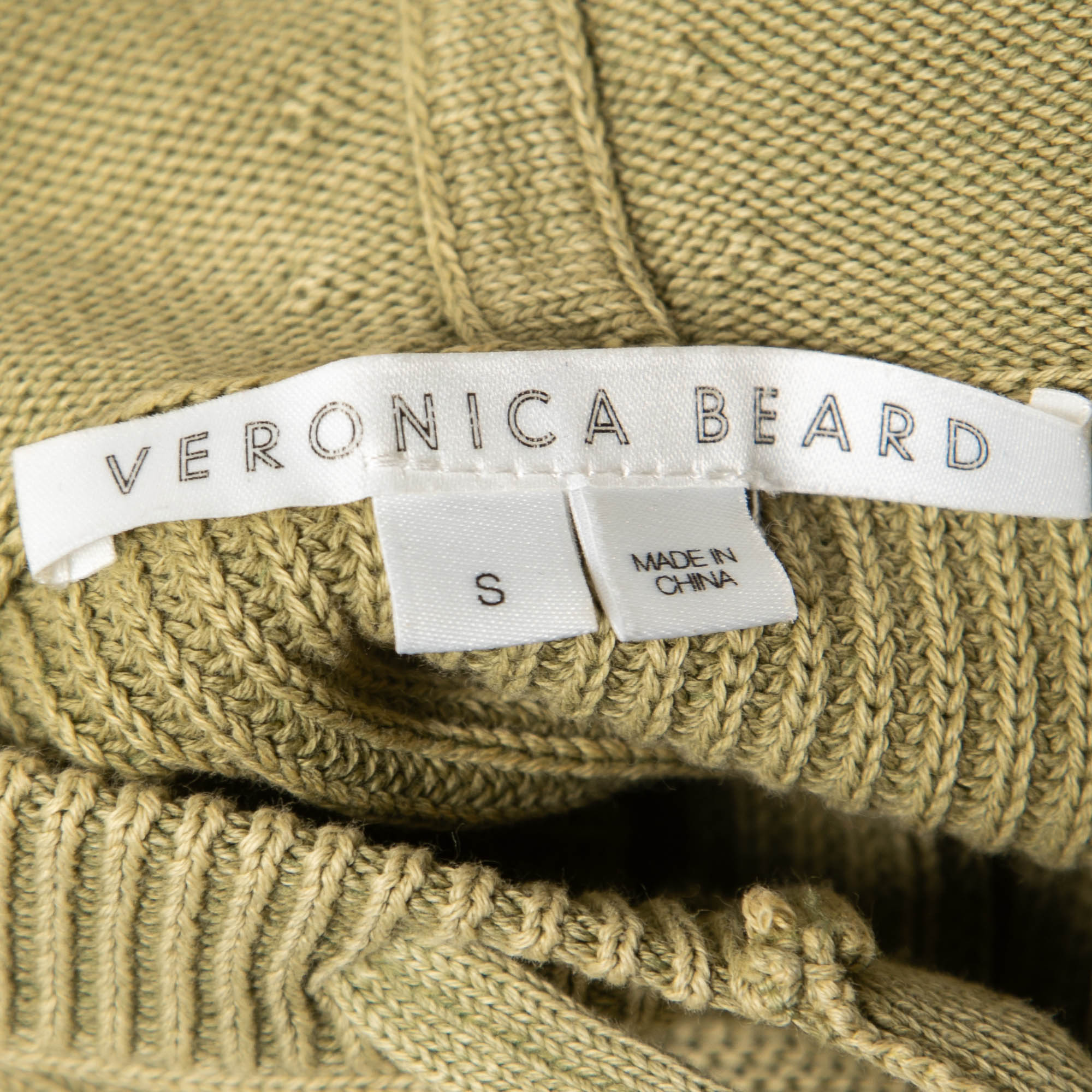 Veronica Beard Green Ursina Knit Cropped Hoodie S