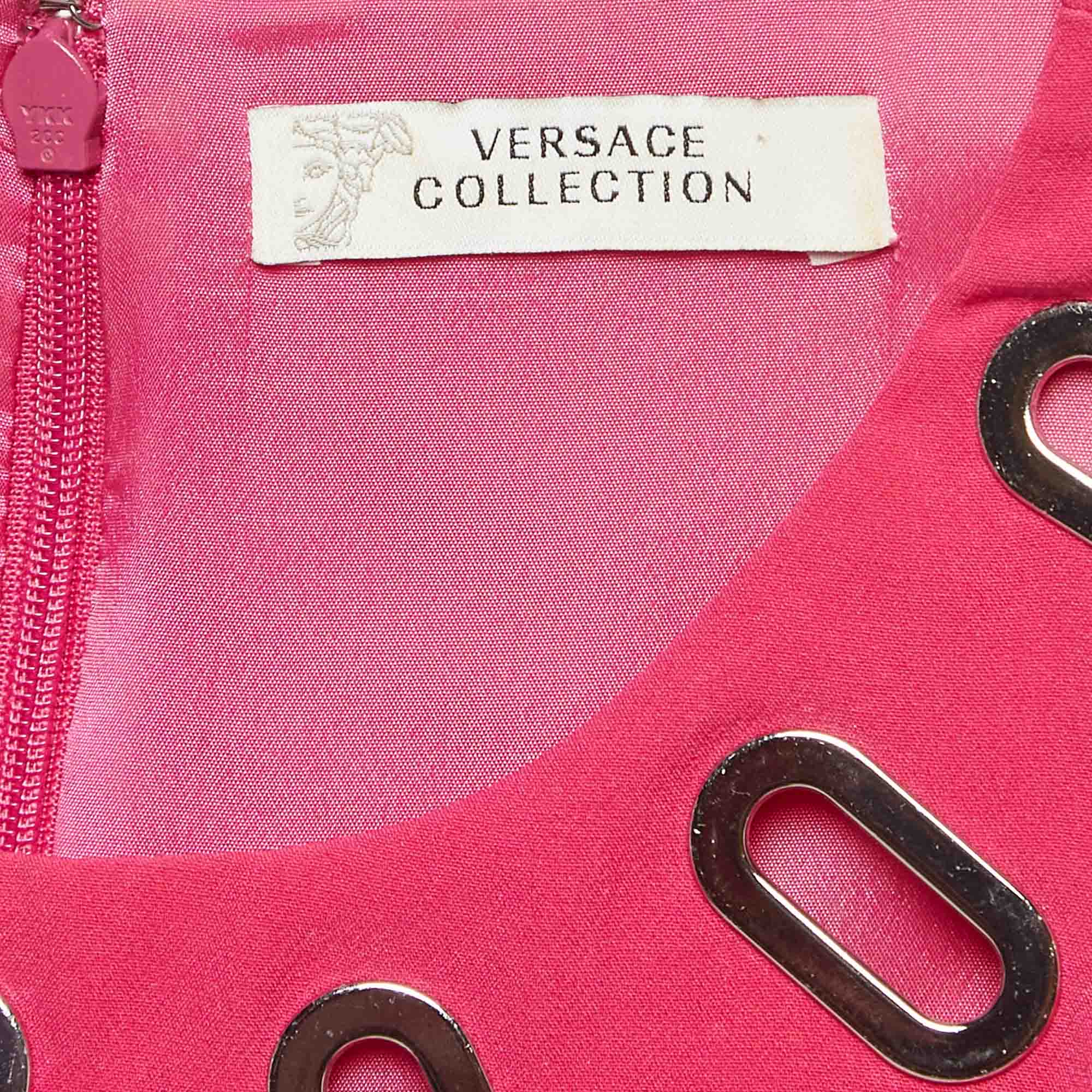 Versace Collection Pink Crepe Embellished Sheath Dress M