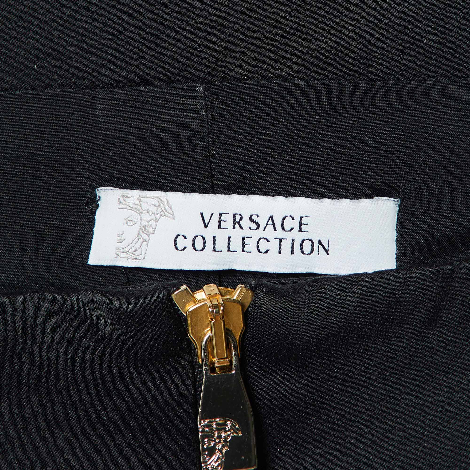 Versace Collection Black Printed Zip-Up Blouse Jacket L