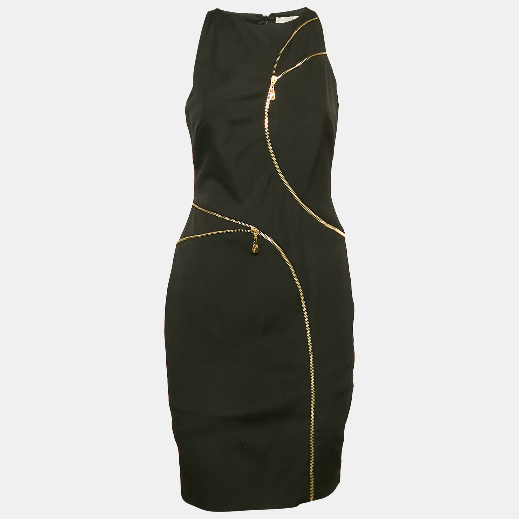 Versace Collection Black Stretch Crepe Zipper Detail Sheath Dress M
Versace Collection Black Stretch Crepe Zipper Detail Sheath Dress M