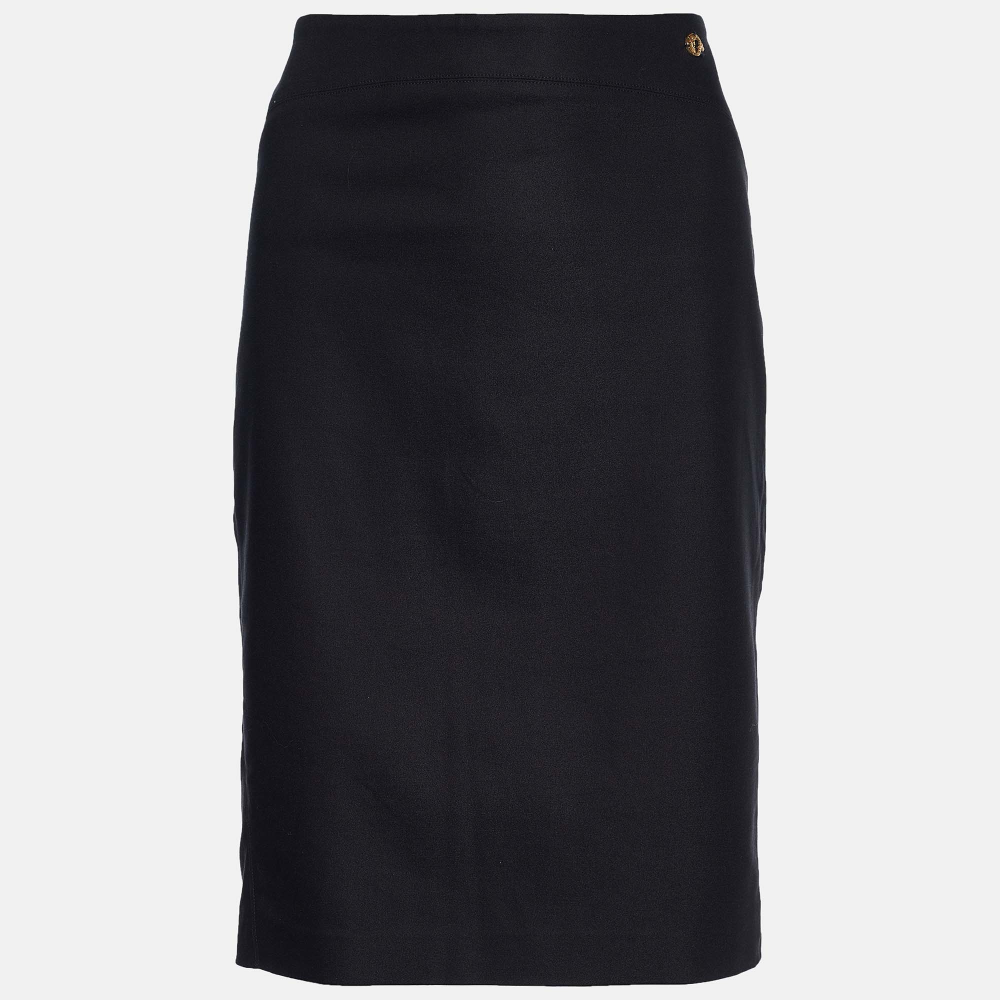 Versace Collection Black Cotton Knit Pencil Skirt L