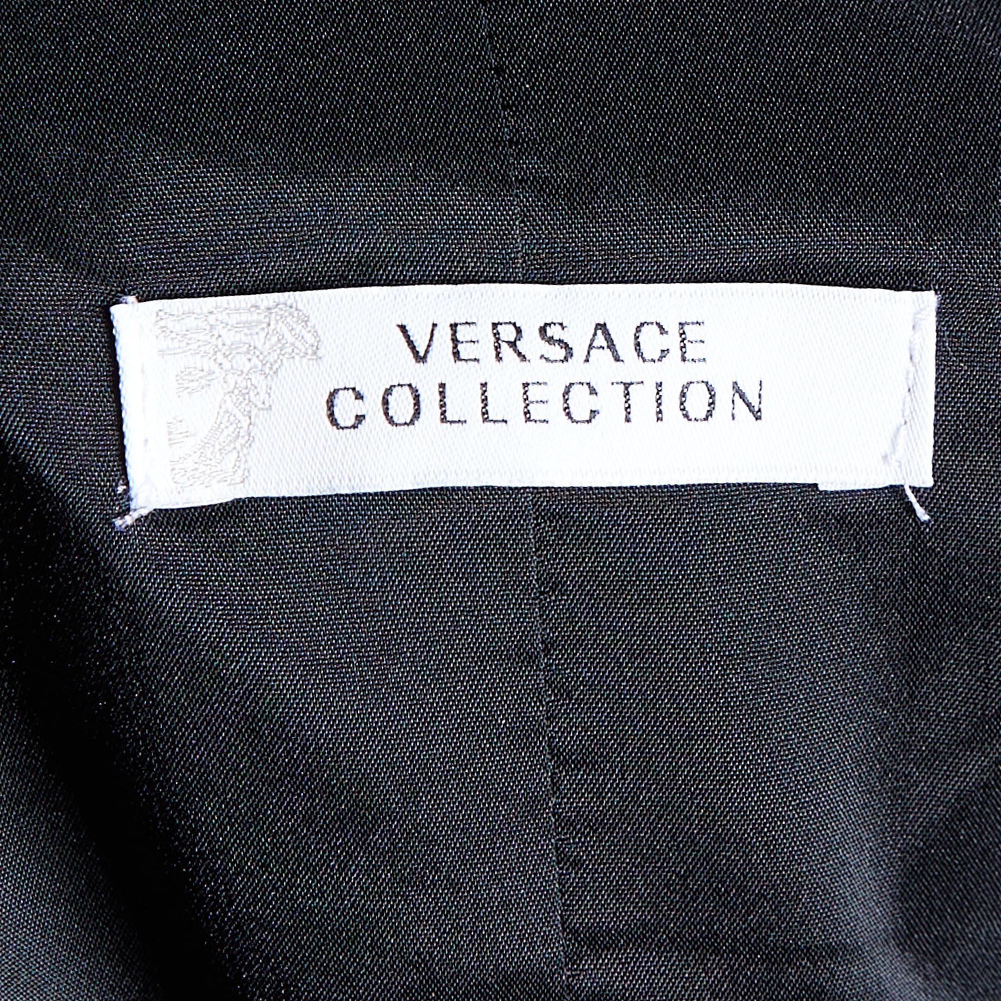 Versace Collection Black Printed Crepe Sleeveless Sheath Dress M