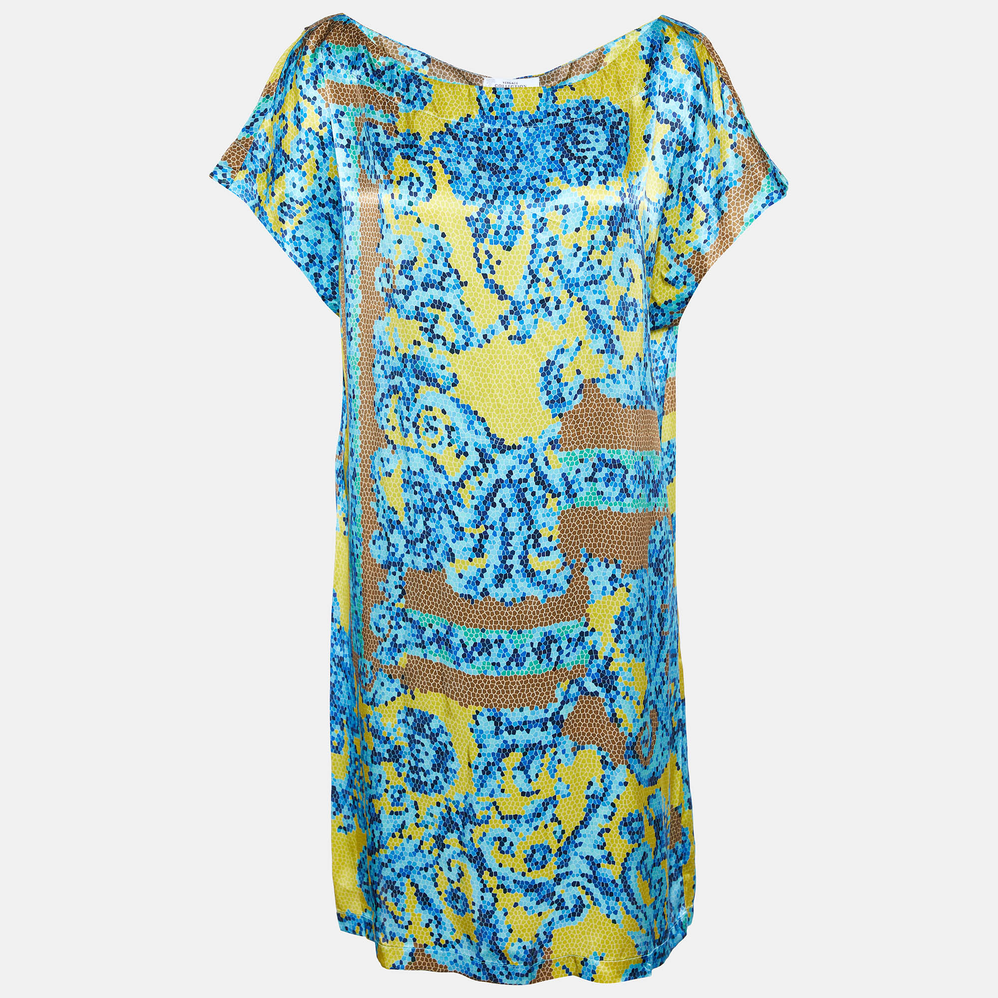 Versace Collection Multicolor Jersey Boat Neck Shift Dress M