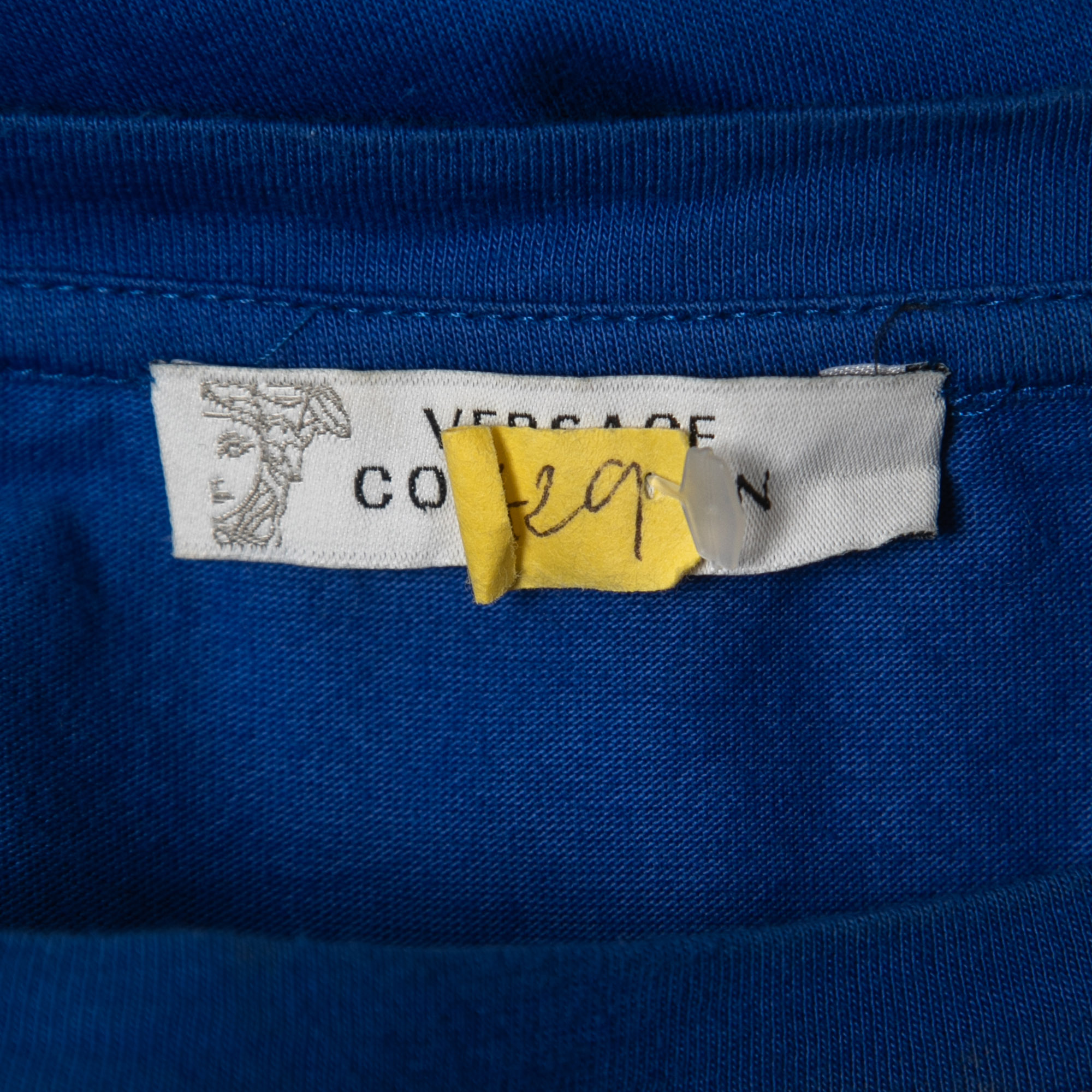 Versace Collection Blue Printed Cotton Knit Crewneck T-Shirt M