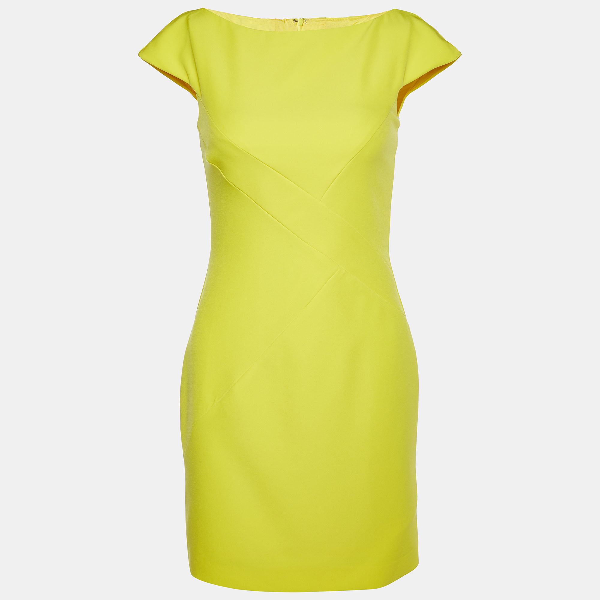 Versace Collection Yellow Crepe Paneled Mini Dress S