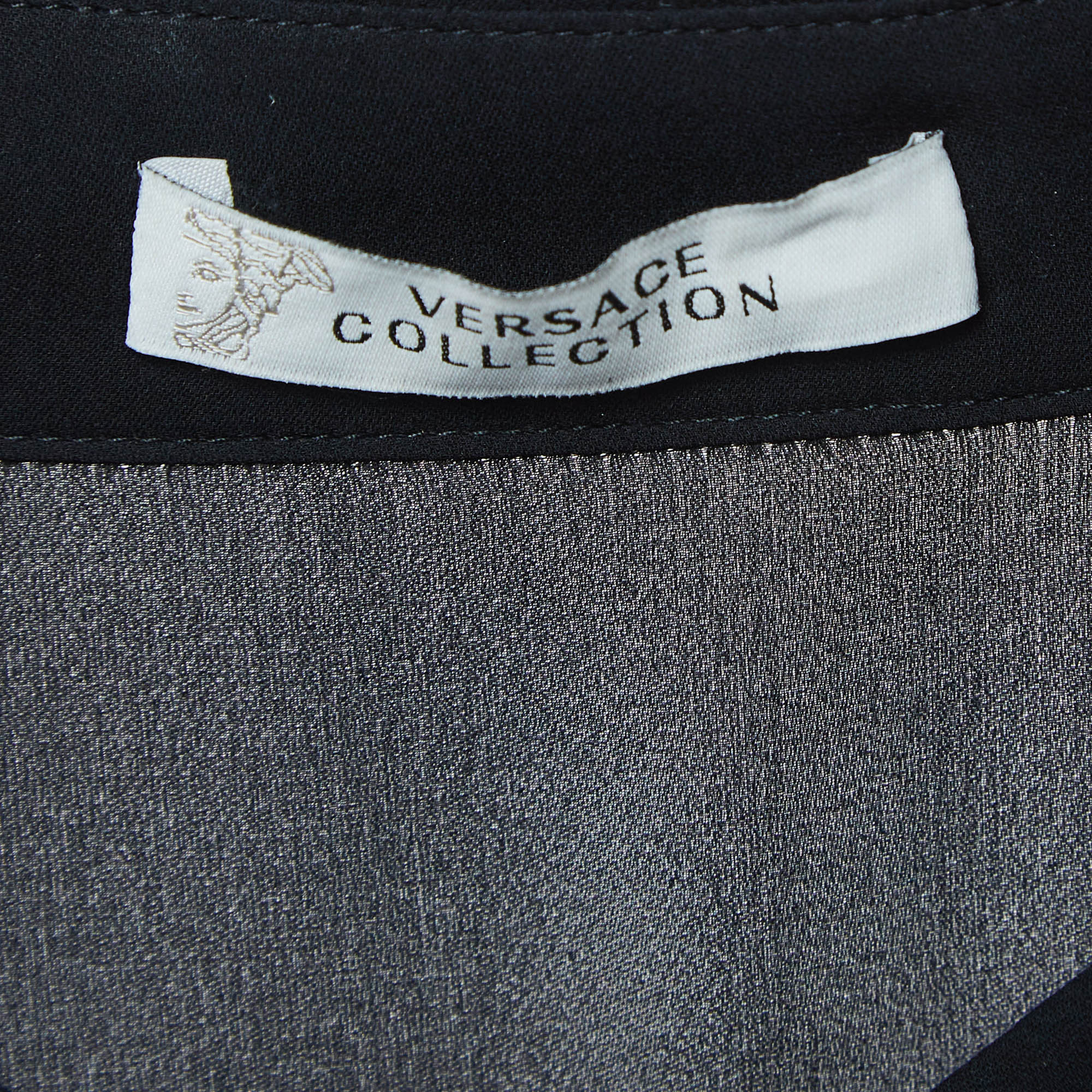 Versace Collection Black Silk Buttoned Mini Dress L