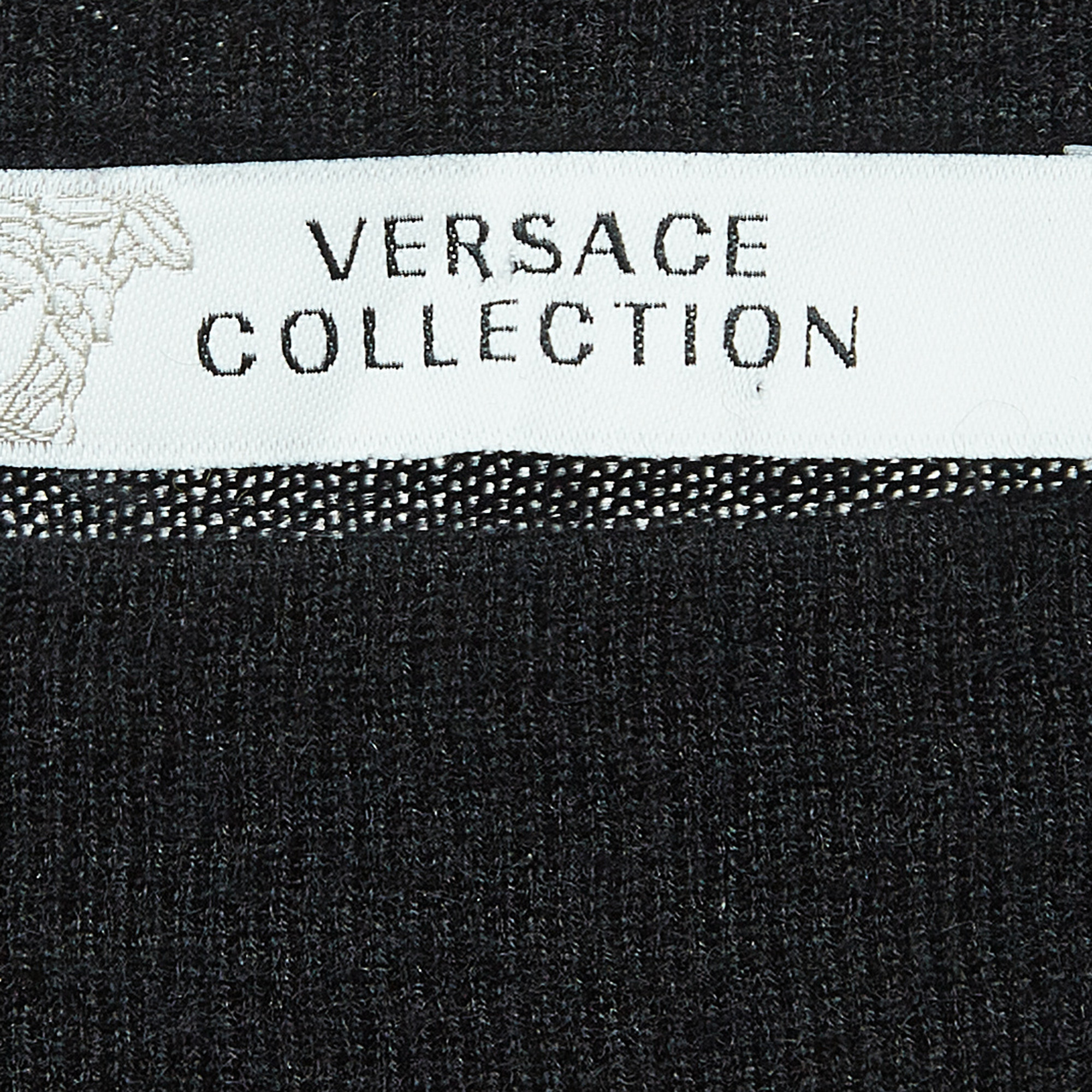 Versace Collection Black Silk & Cashmere Long Sleeve Top M