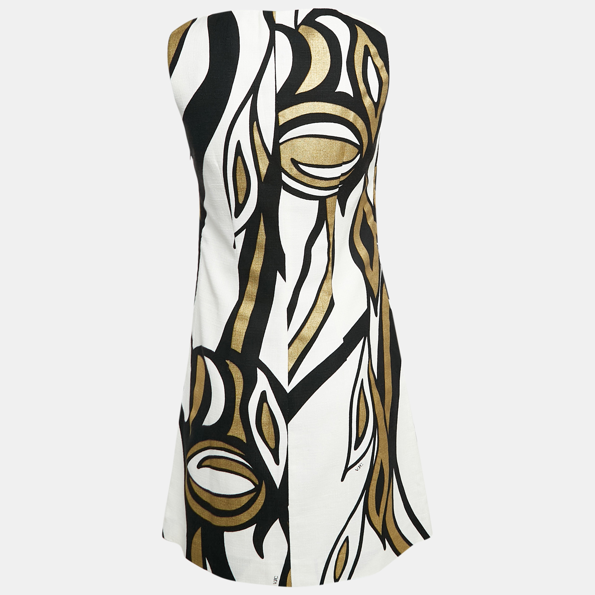 Versace Jeans Couture White Abstract Print Cotton Blend Mini Dress S