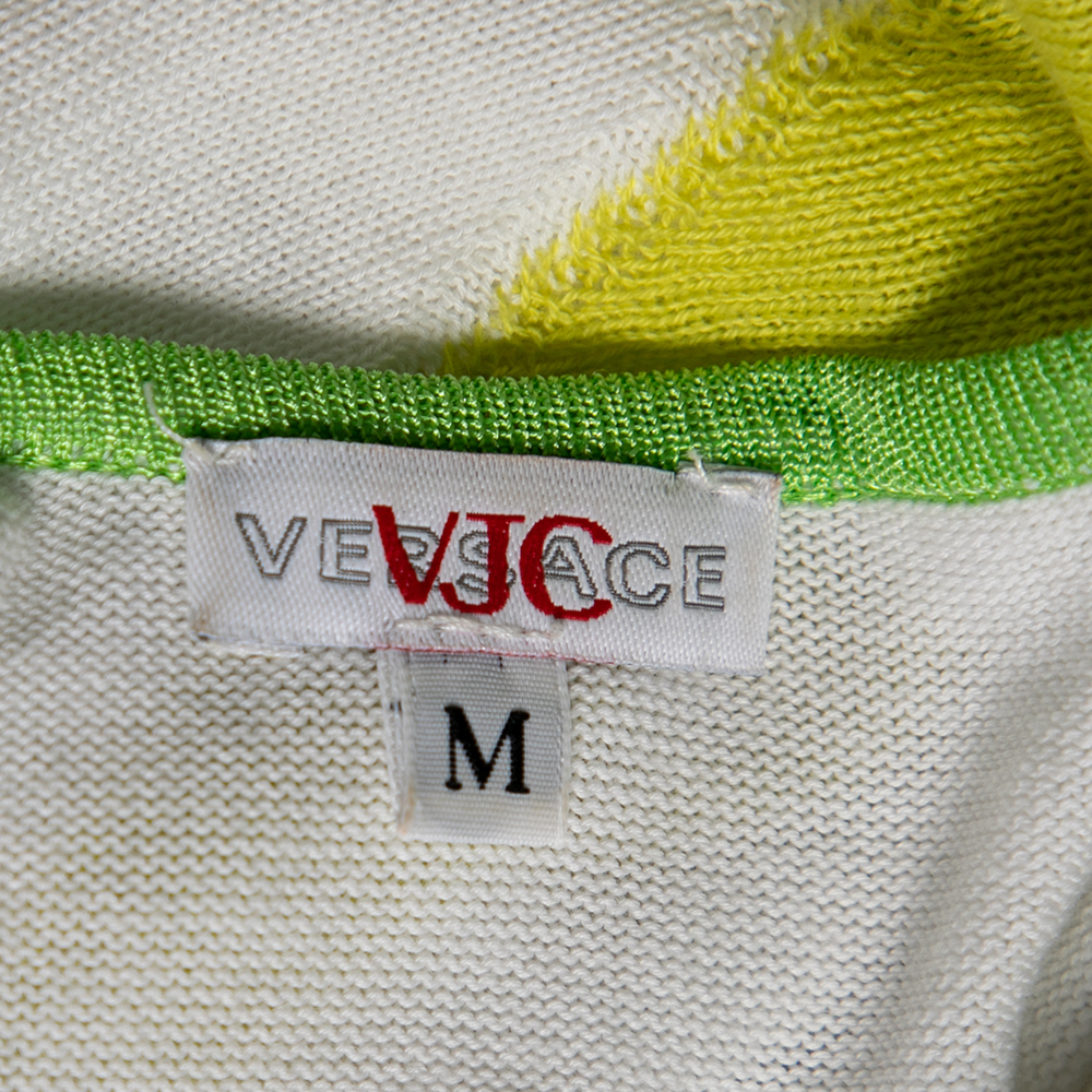 Versace Jeans Couture Multicolor Stripe Cap Sleeves Top M